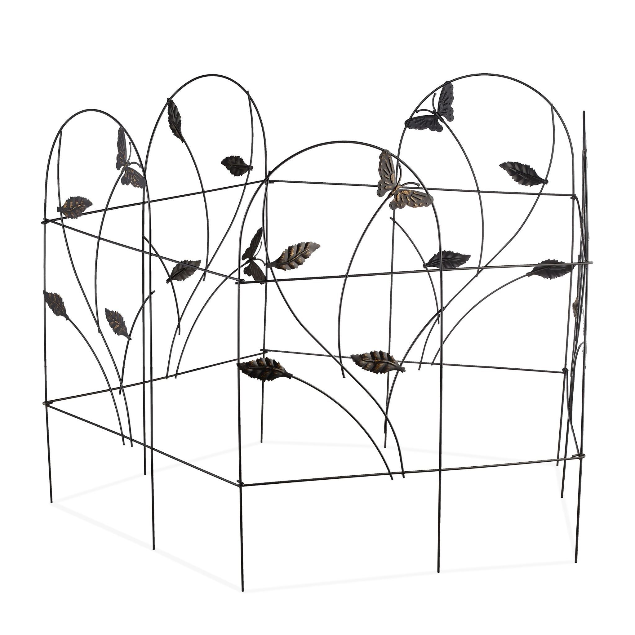 Beetzaun 5-teilig Schmetterling Design Schwarz