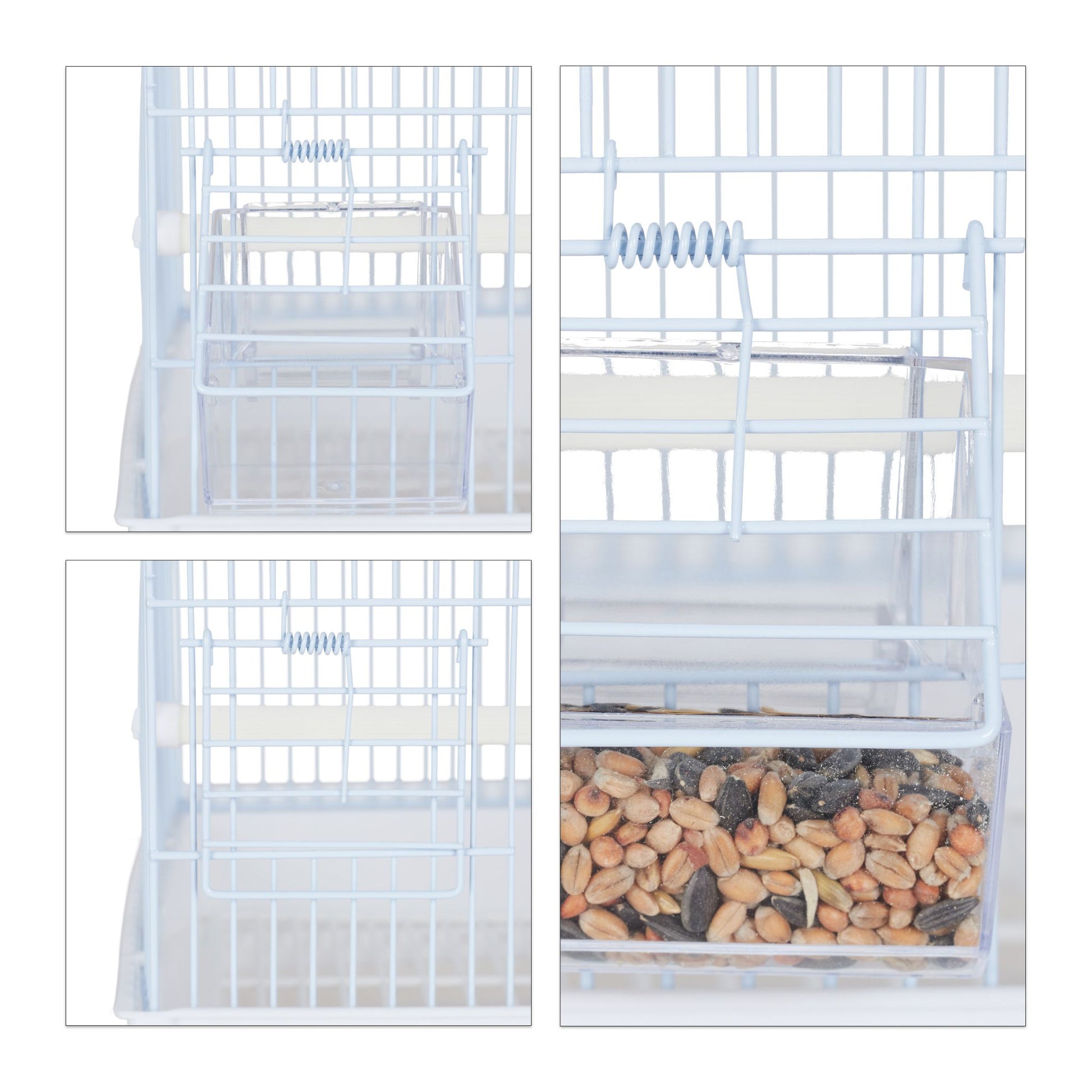 Vogelkäfig mit Zubehör weiss Weiss-Hellblau von Relaxdays