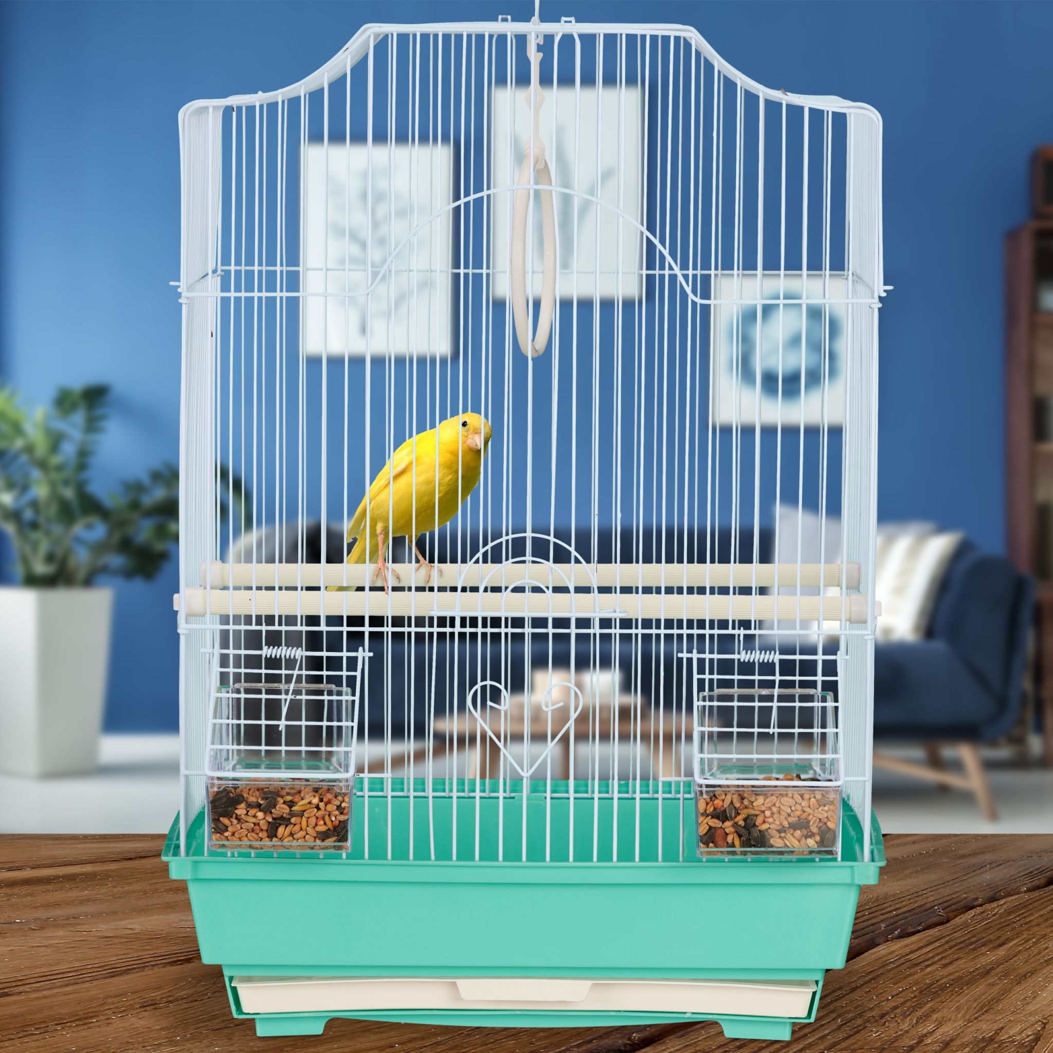 Vogelkäfig mit Sitzstangen Hellblau-Türkis von Relaxdays