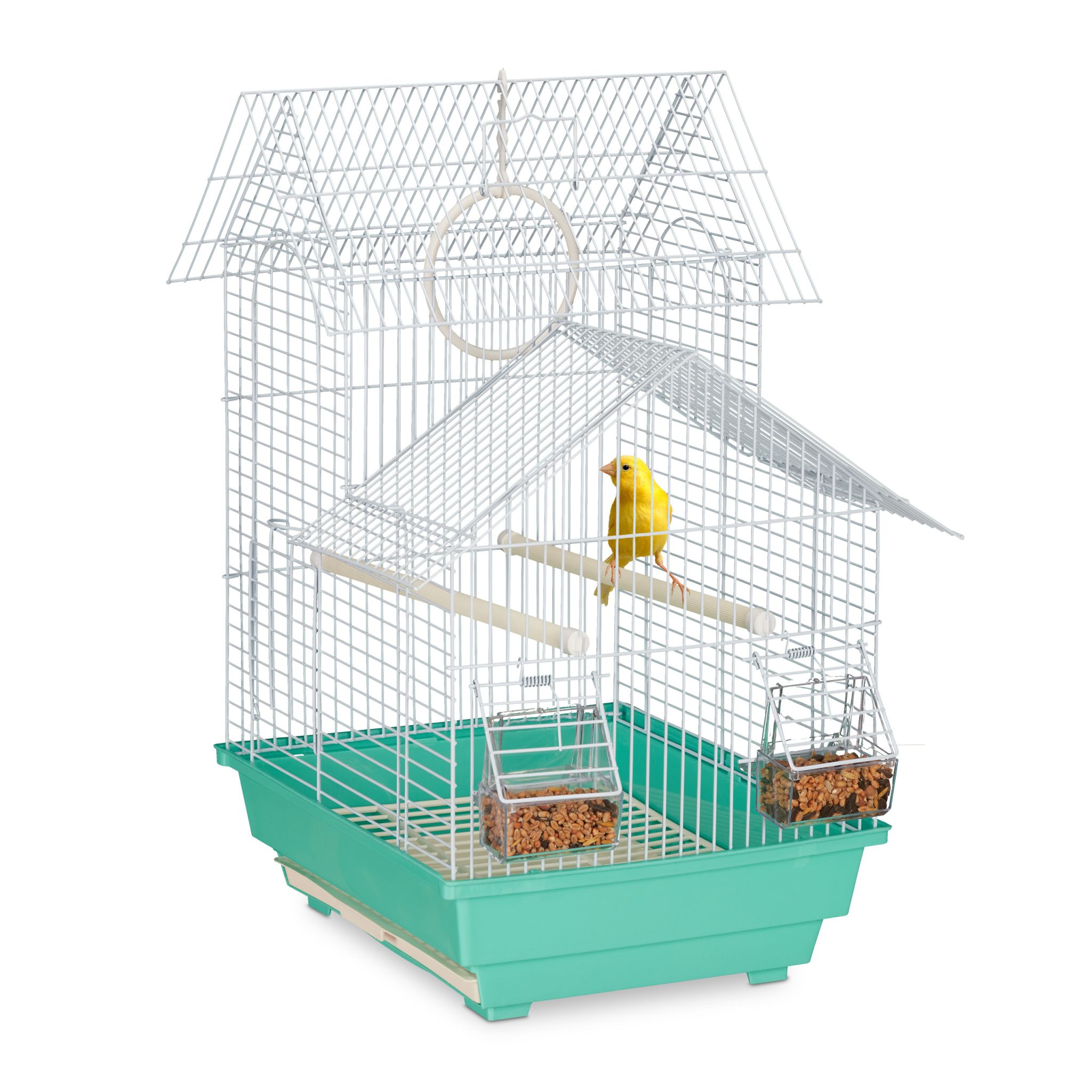 Vogelkäfig mit Spitzdach Hellblau-Türkis von Relaxdays