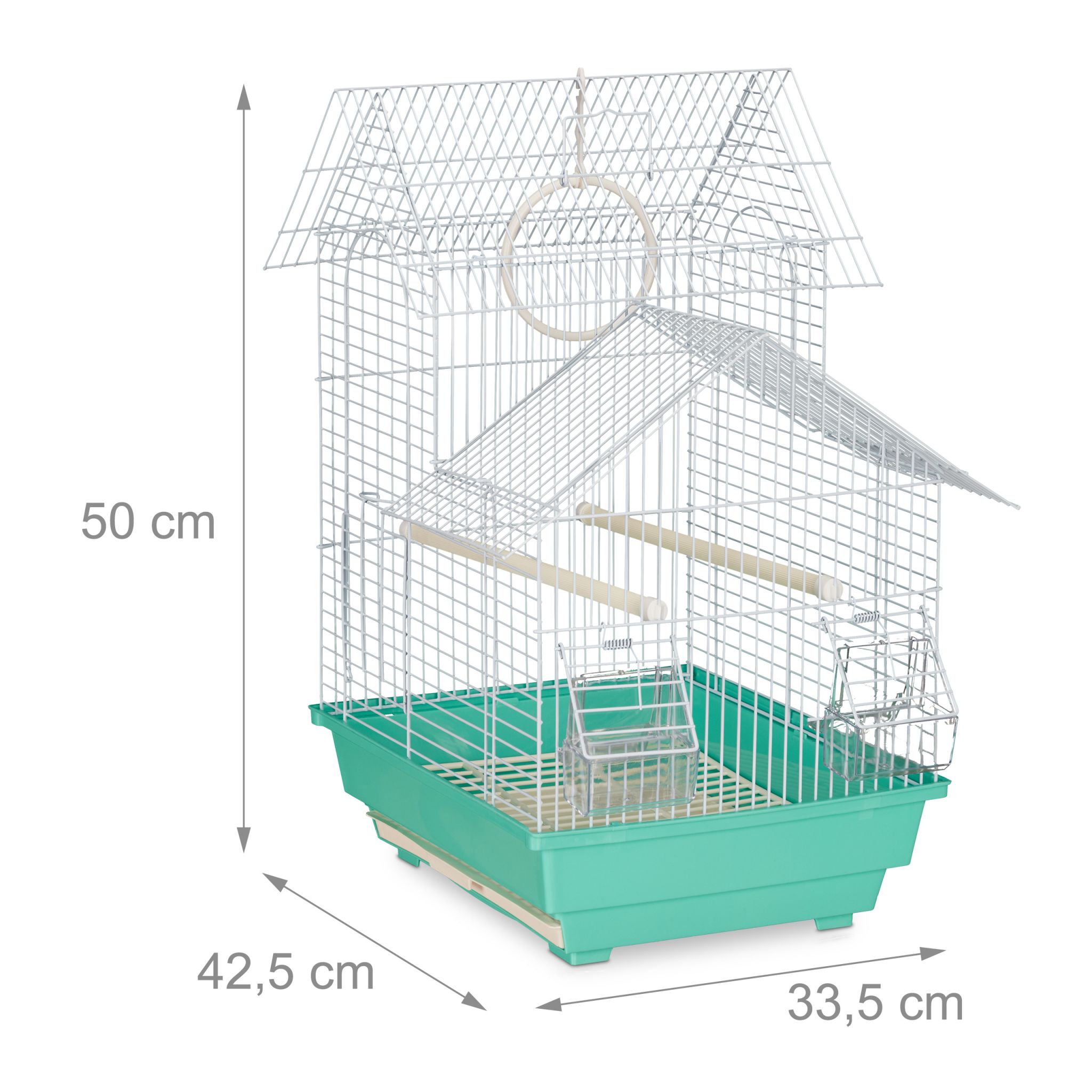 Vogelkäfig mit Spitzdach Hellblau-Türkis von Relaxdays