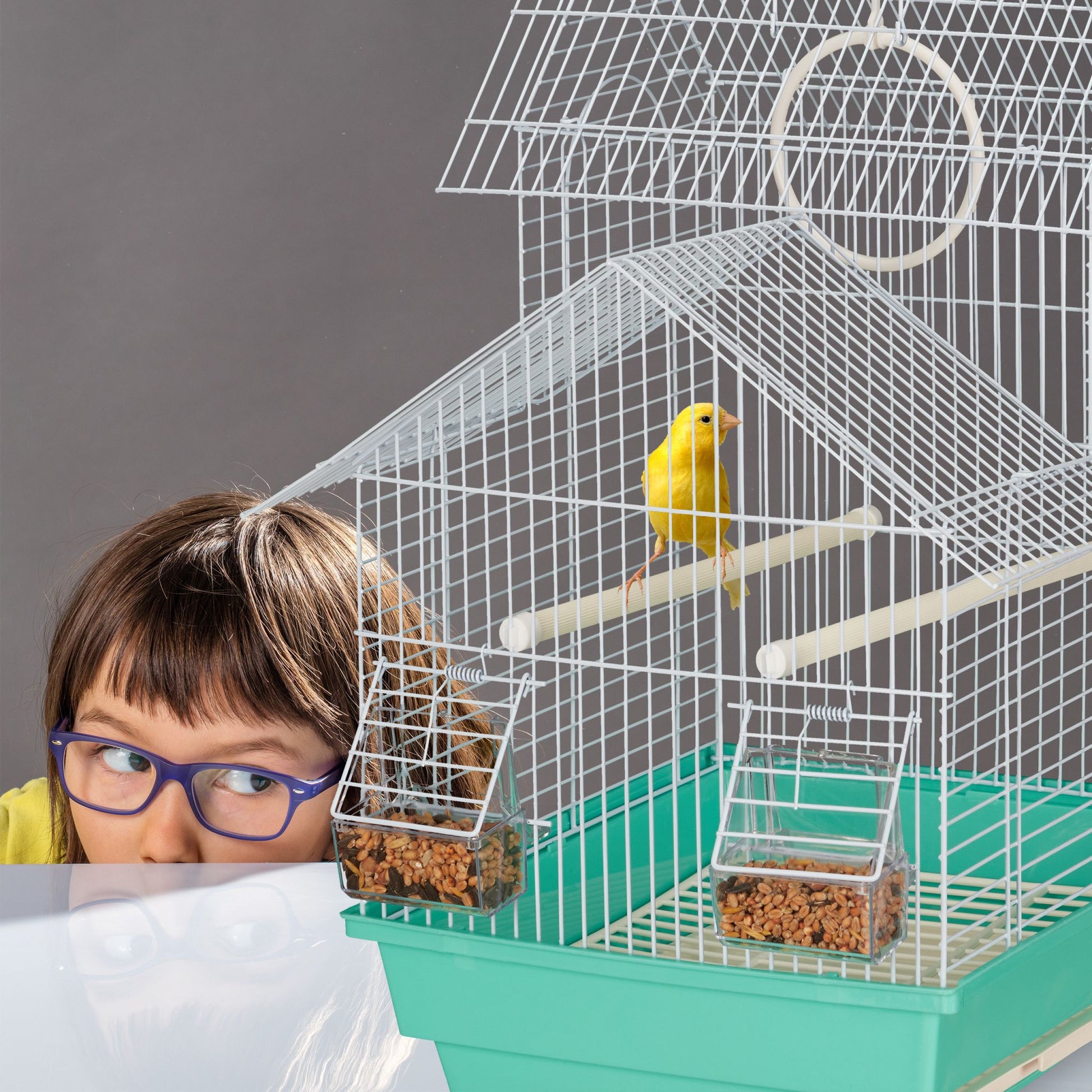 Vogelkäfig mit Spitzdach Hellblau-Türkis von Relaxdays