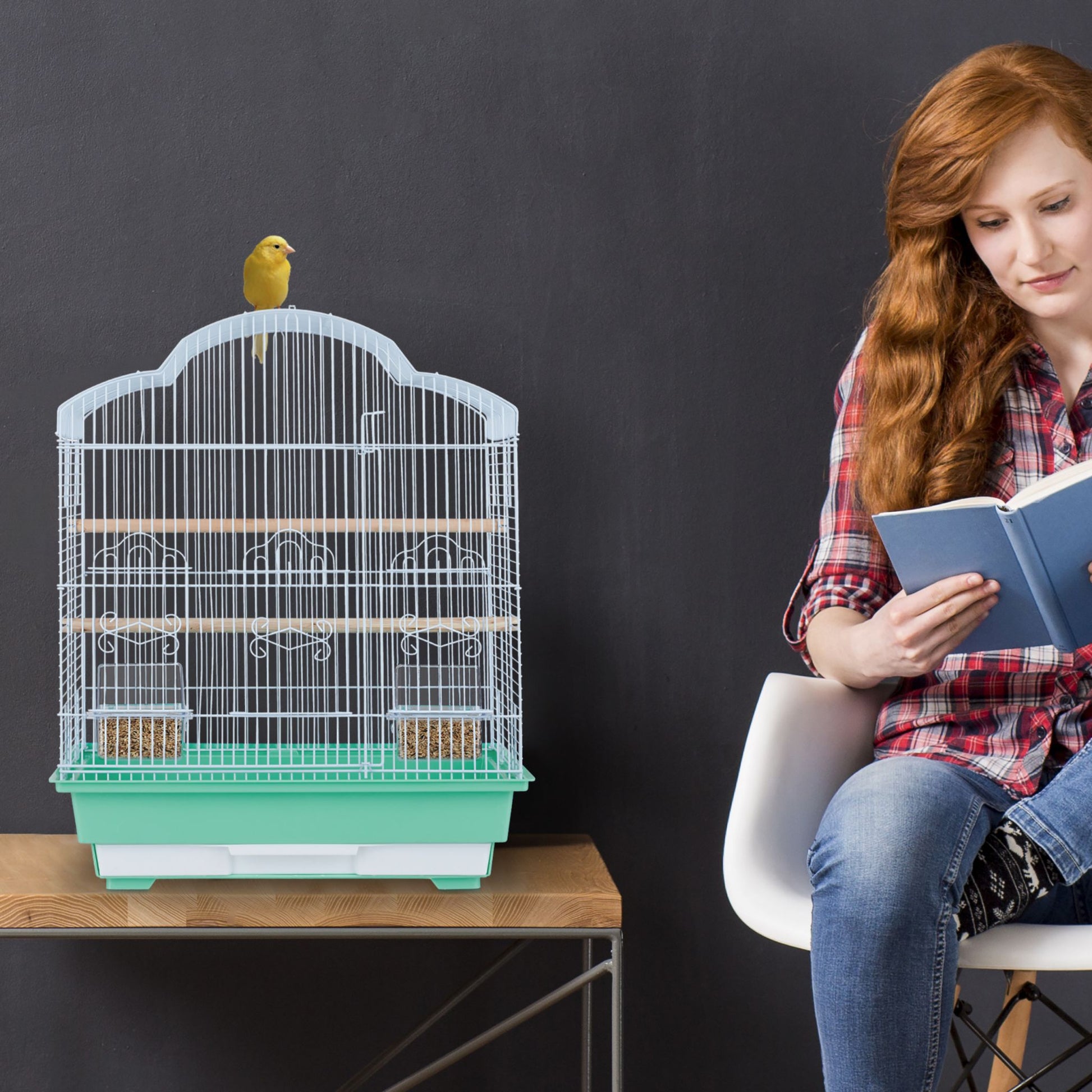Vogelkäfig mit Zubehör Hellblau-Türkis von Relaxdays