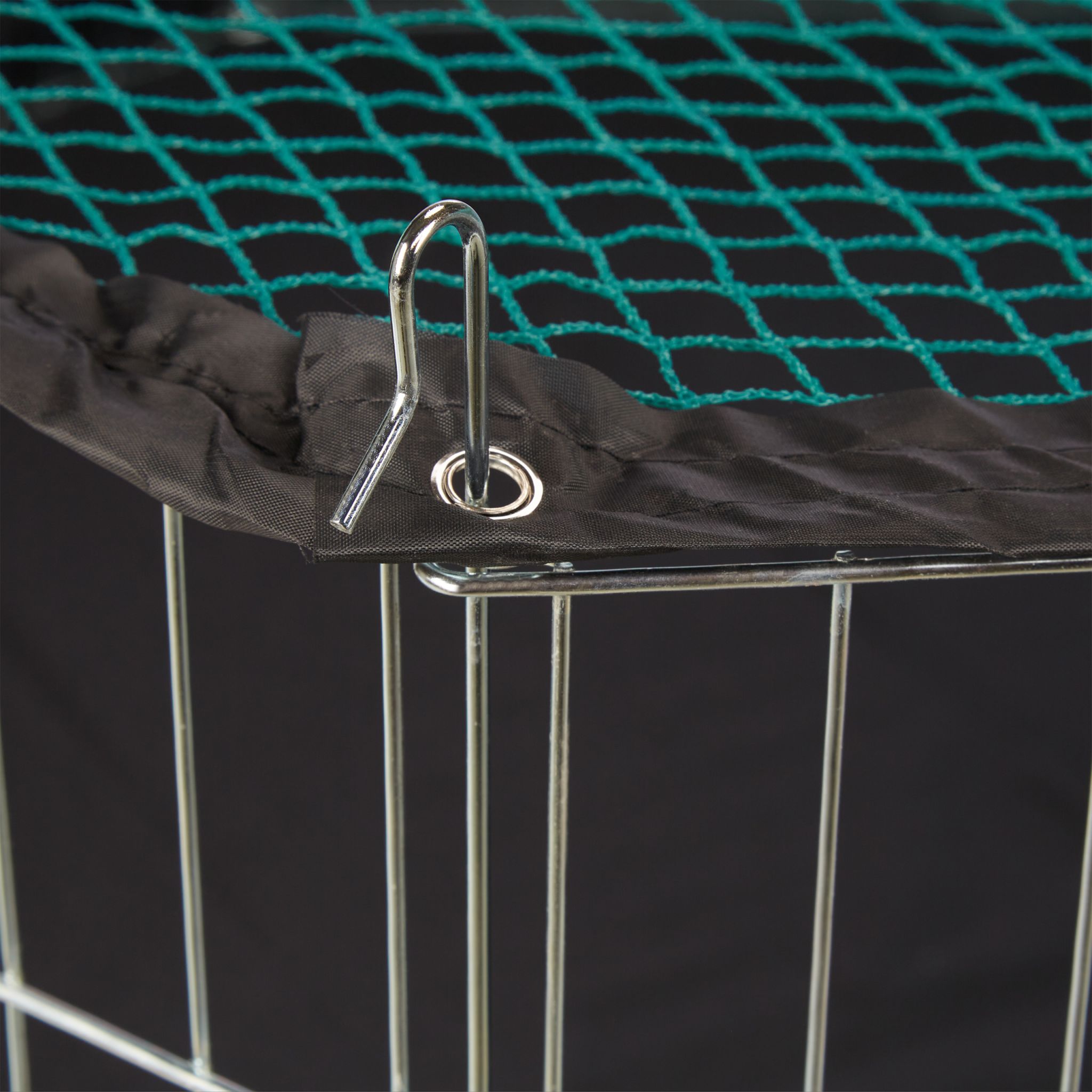 Freilaufgehege mit Abdeckung und Boden Schwarz-Silber-Türkis