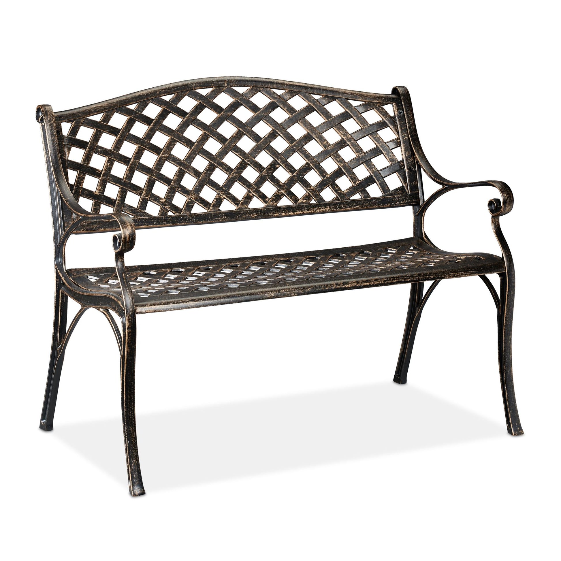 Gartenbank Metall in Schwarz-Bronze Gold-Schwarz von Relaxdays