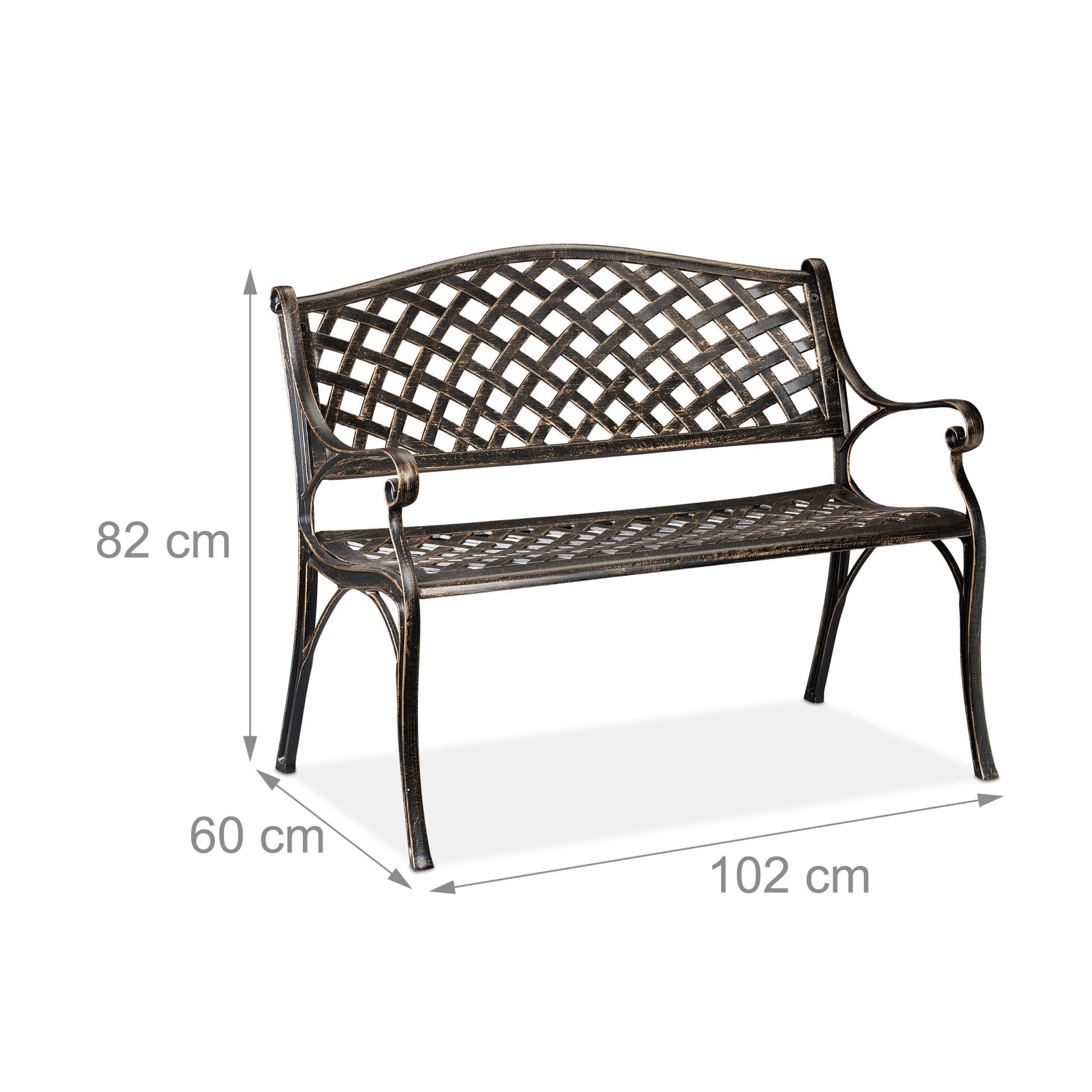 Gartenbank Metall in Schwarz-Bronze Gold-Schwarz von Relaxdays