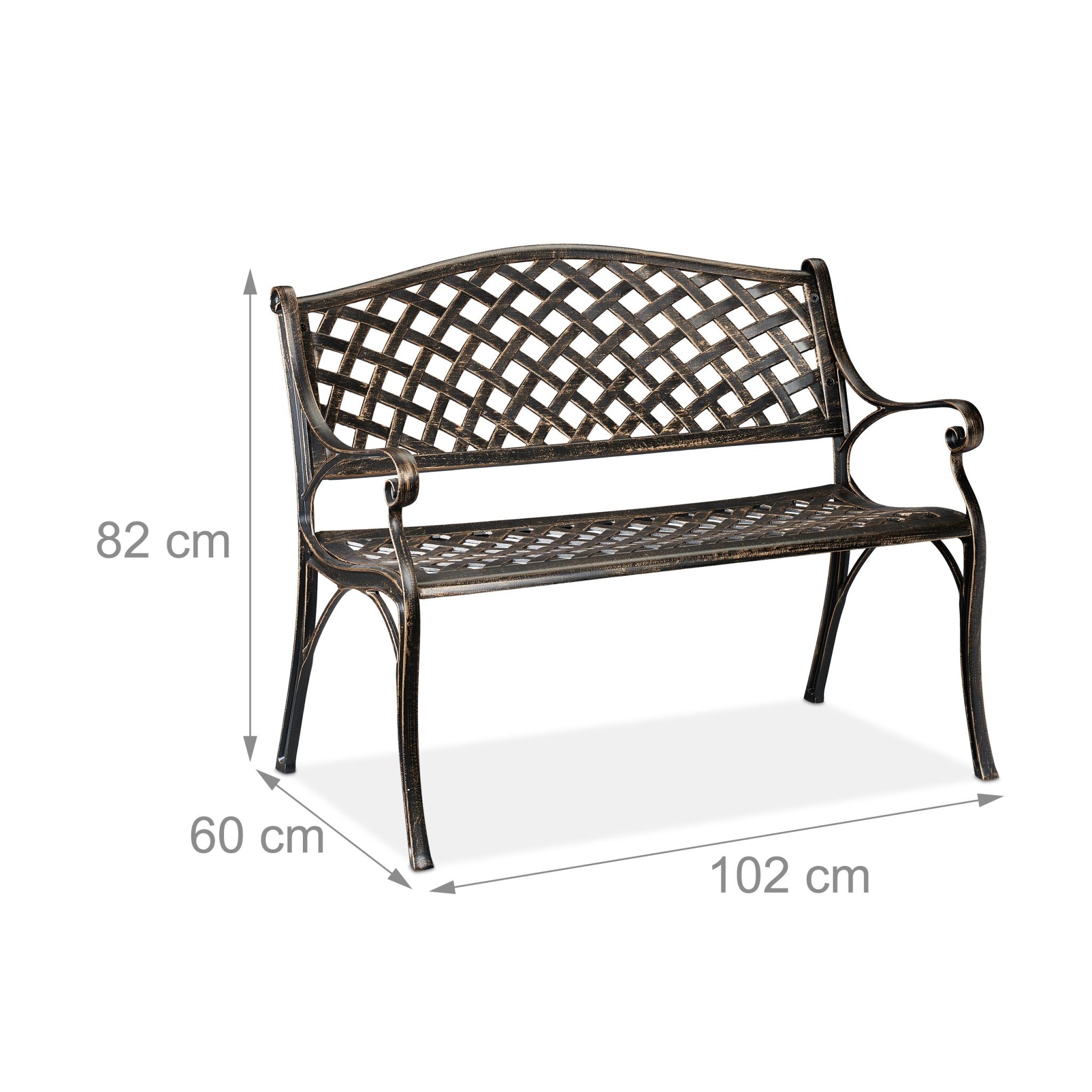 Gartenbank Metall in Schwarz-Bronze Gold-Schwarz von Relaxdays
