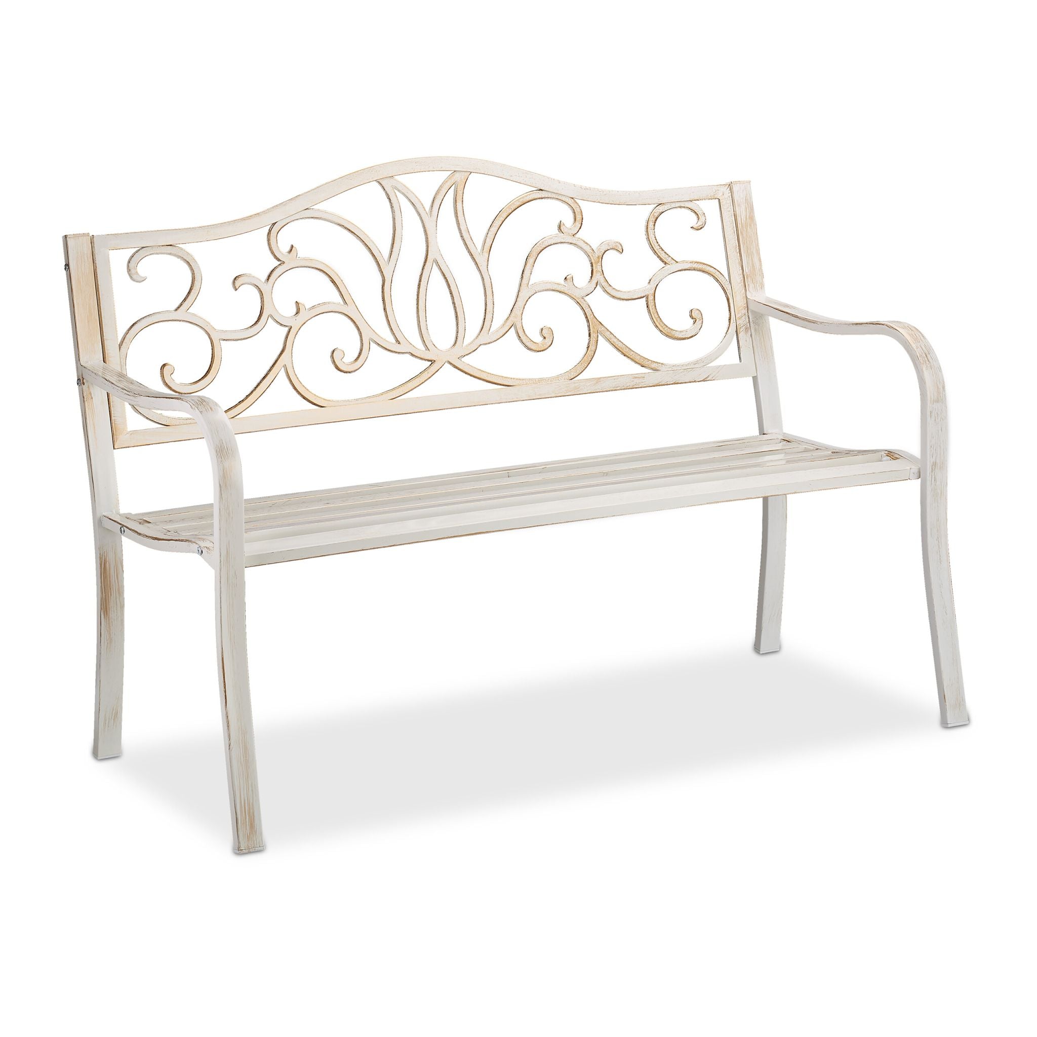 Gartenbank Antik Weiss-Gold von Relaxdays