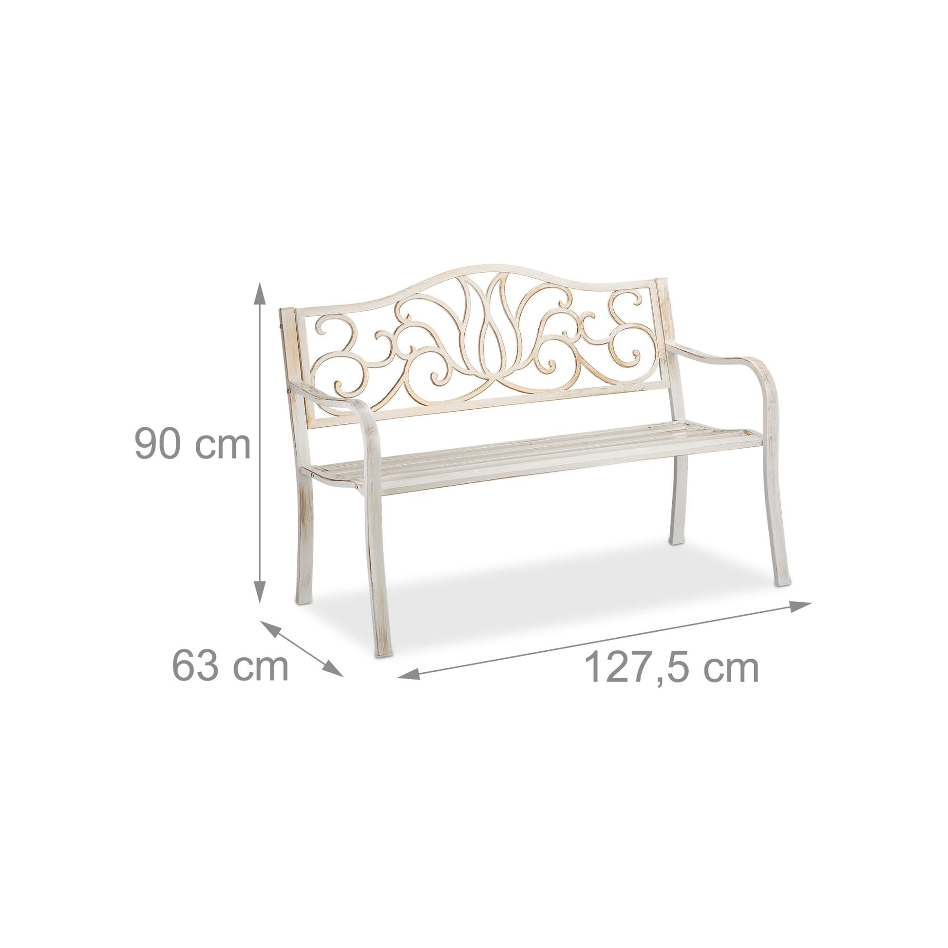 Gartenbank Antik Weiss-Gold von Relaxdays