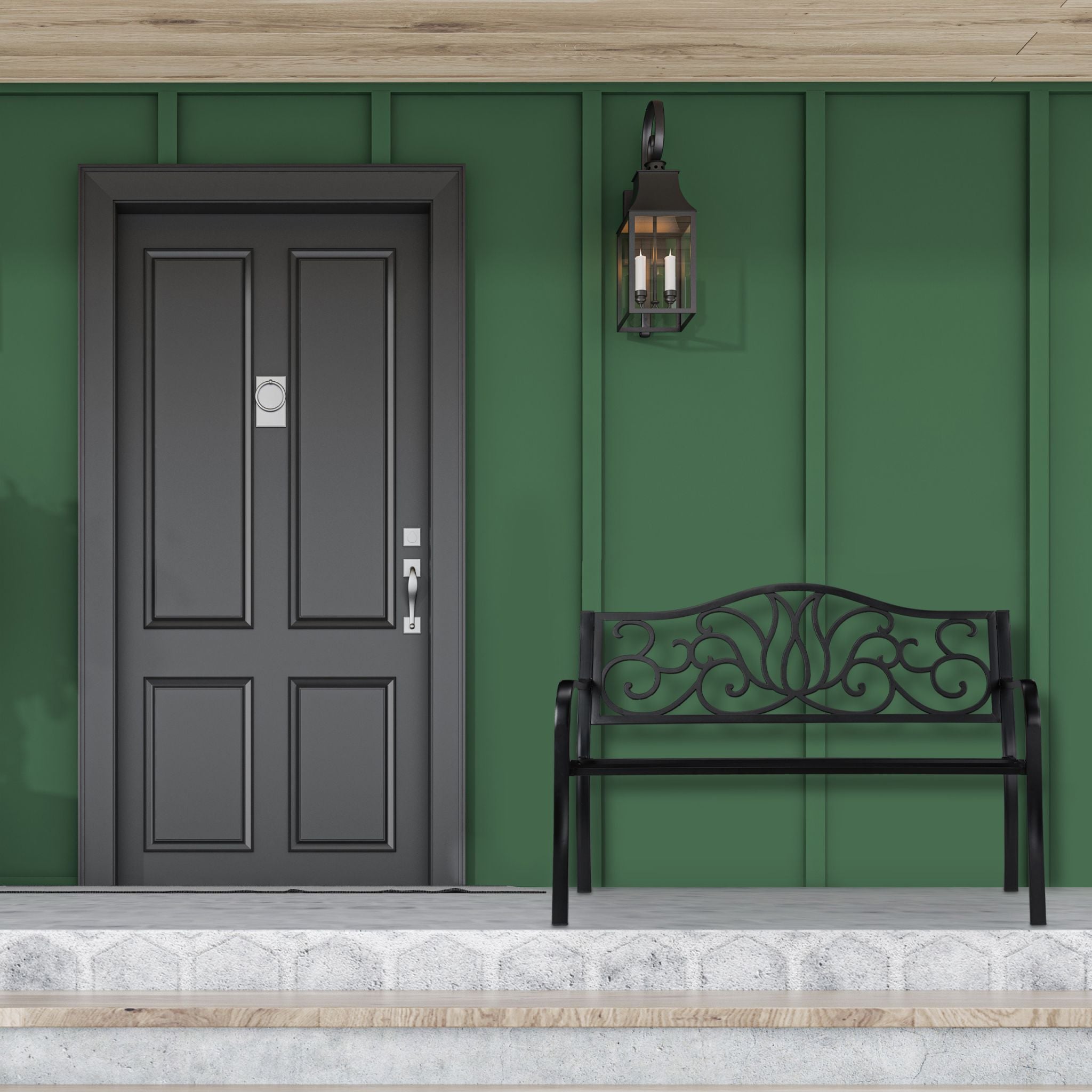 Gartenbank Antik Schwarz von Relaxdays