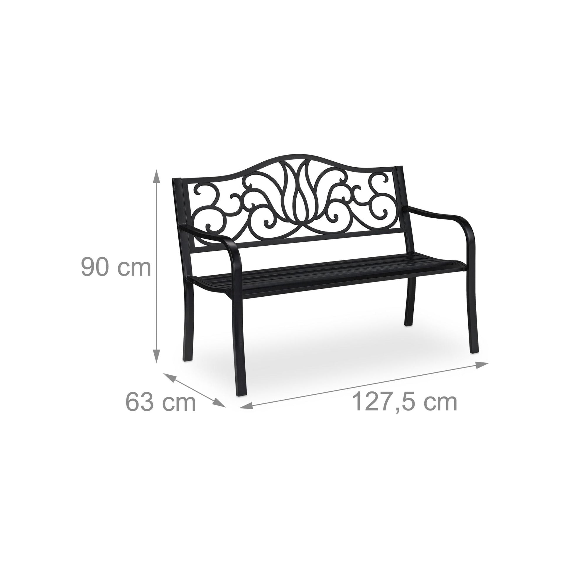 Gartenbank Antik Schwarz von Relaxdays