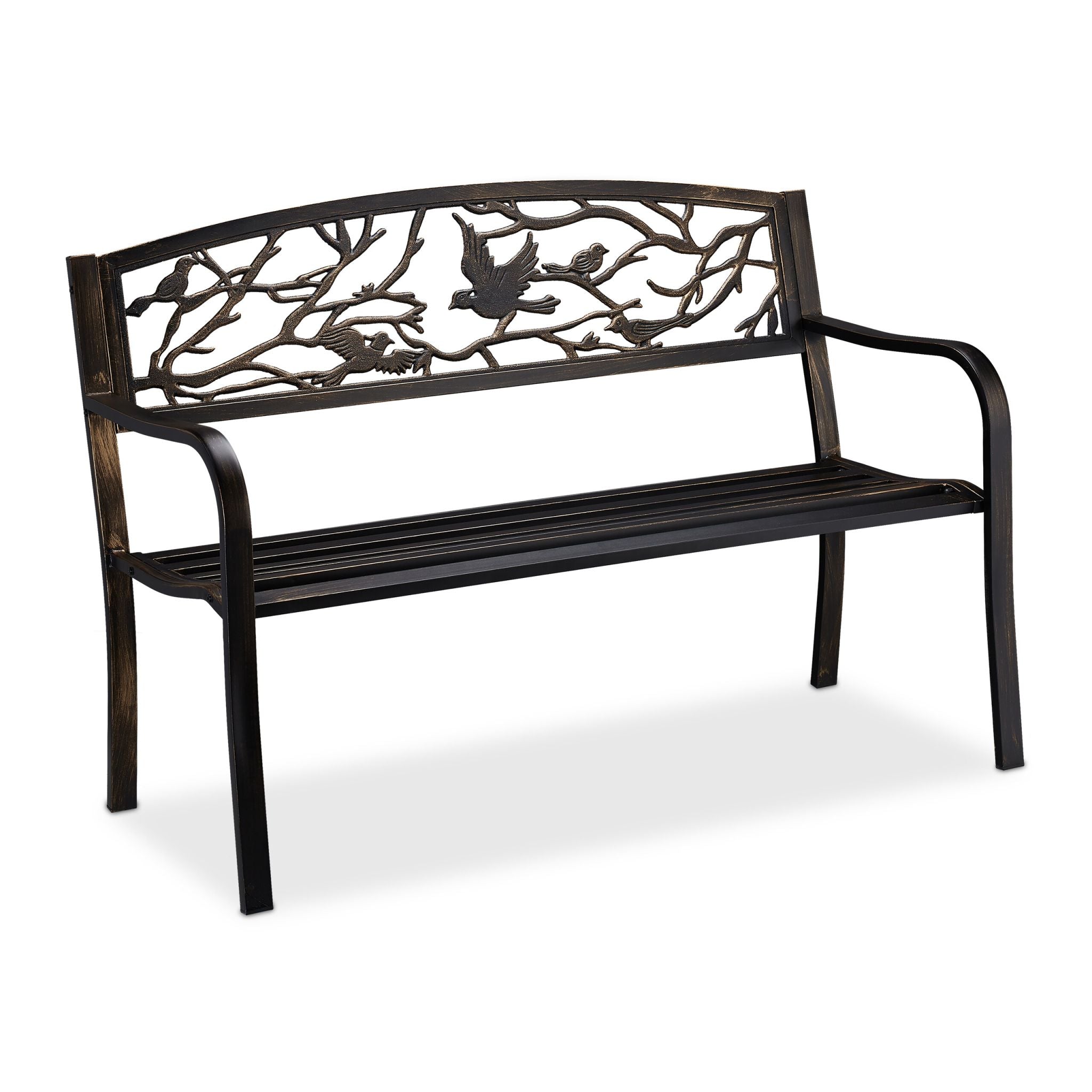 Gartenbank Vögel Design Braun von Relaxdays