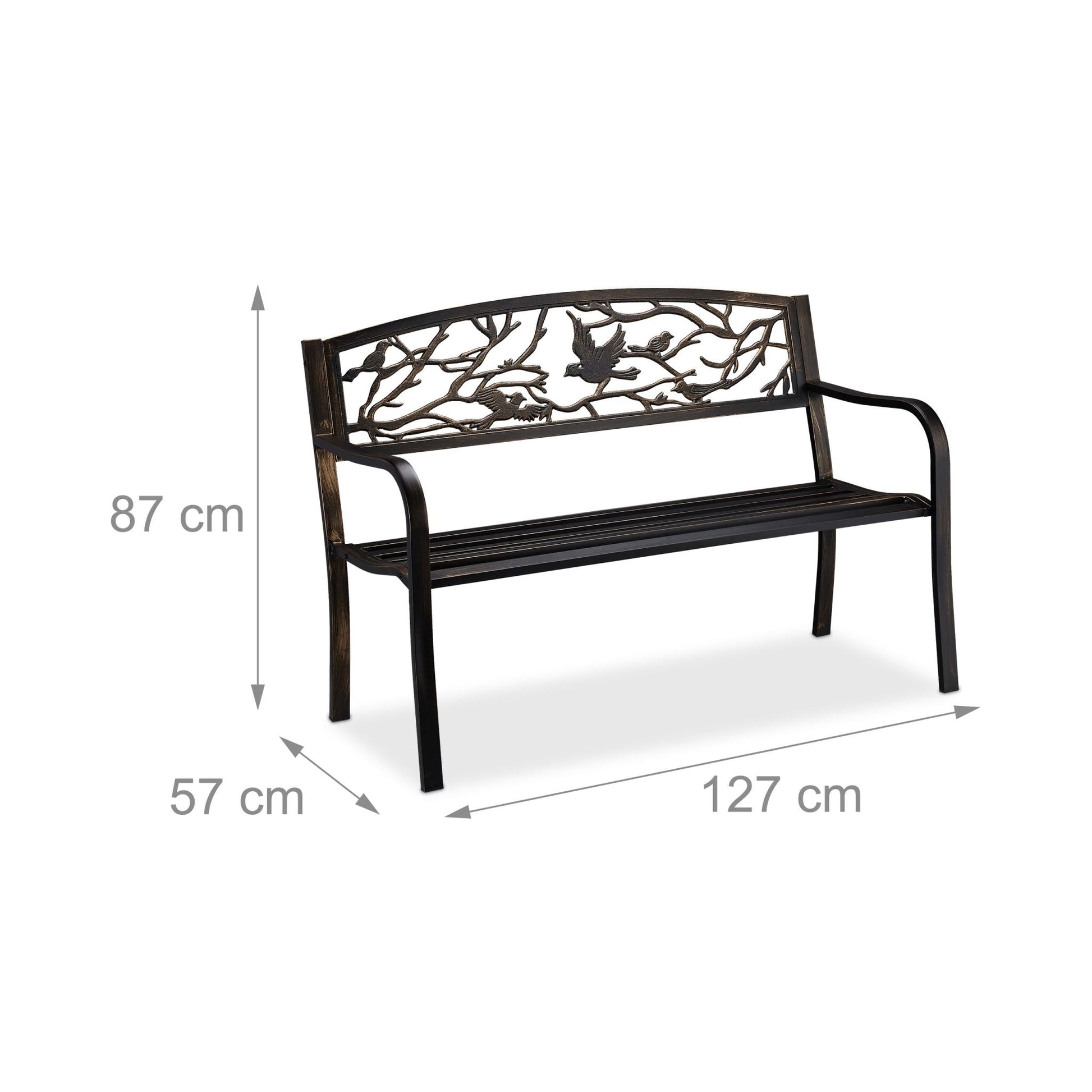 Gartenbank Vögel Design Braun von Relaxdays