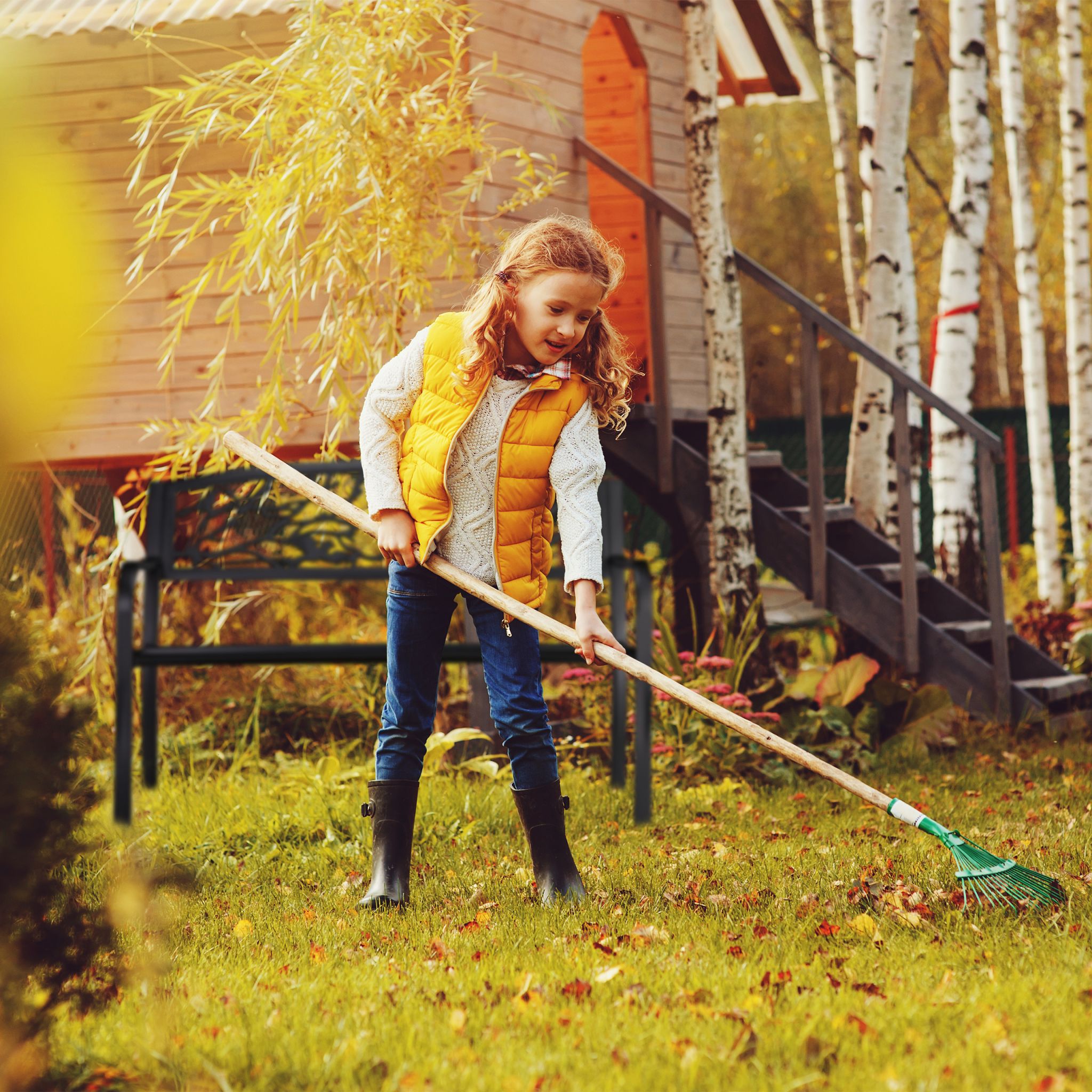 Gartenbank Vögel Design Braun von Relaxdays