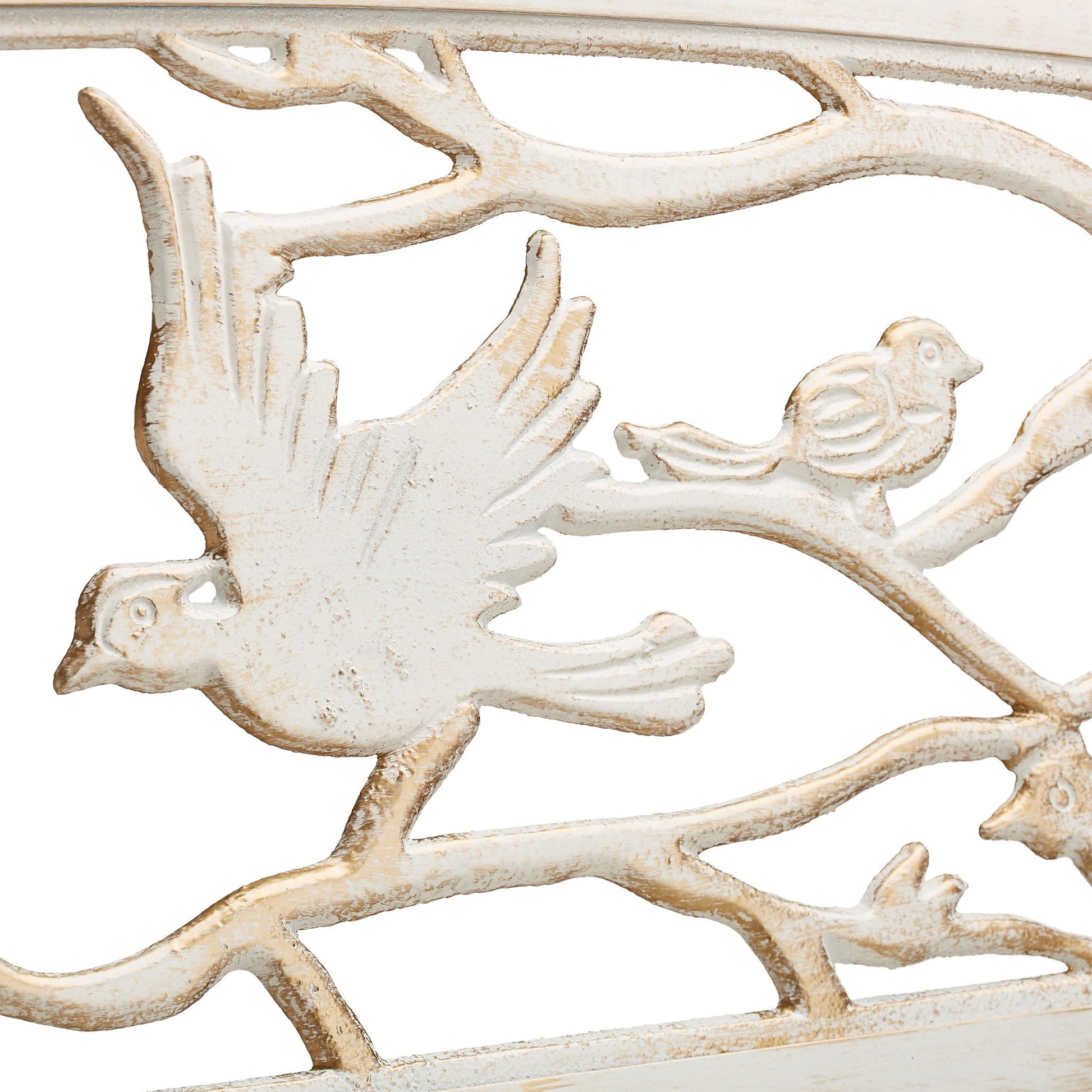 Gartenbank Vögel Design Weiss-Gold von Relaxdays