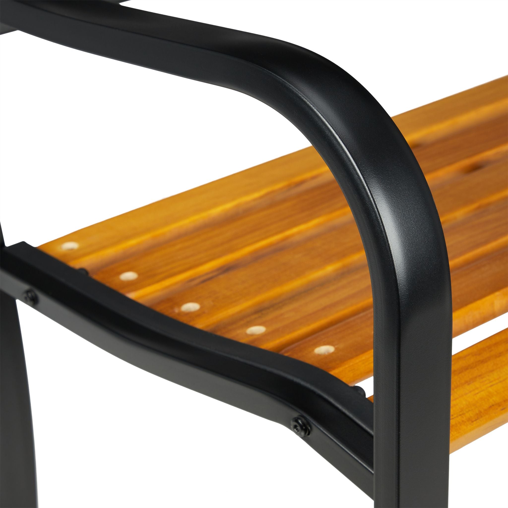 Rustikale Gartenbank Metall & Holz Hellbraun-Schwarz von Relaxdays