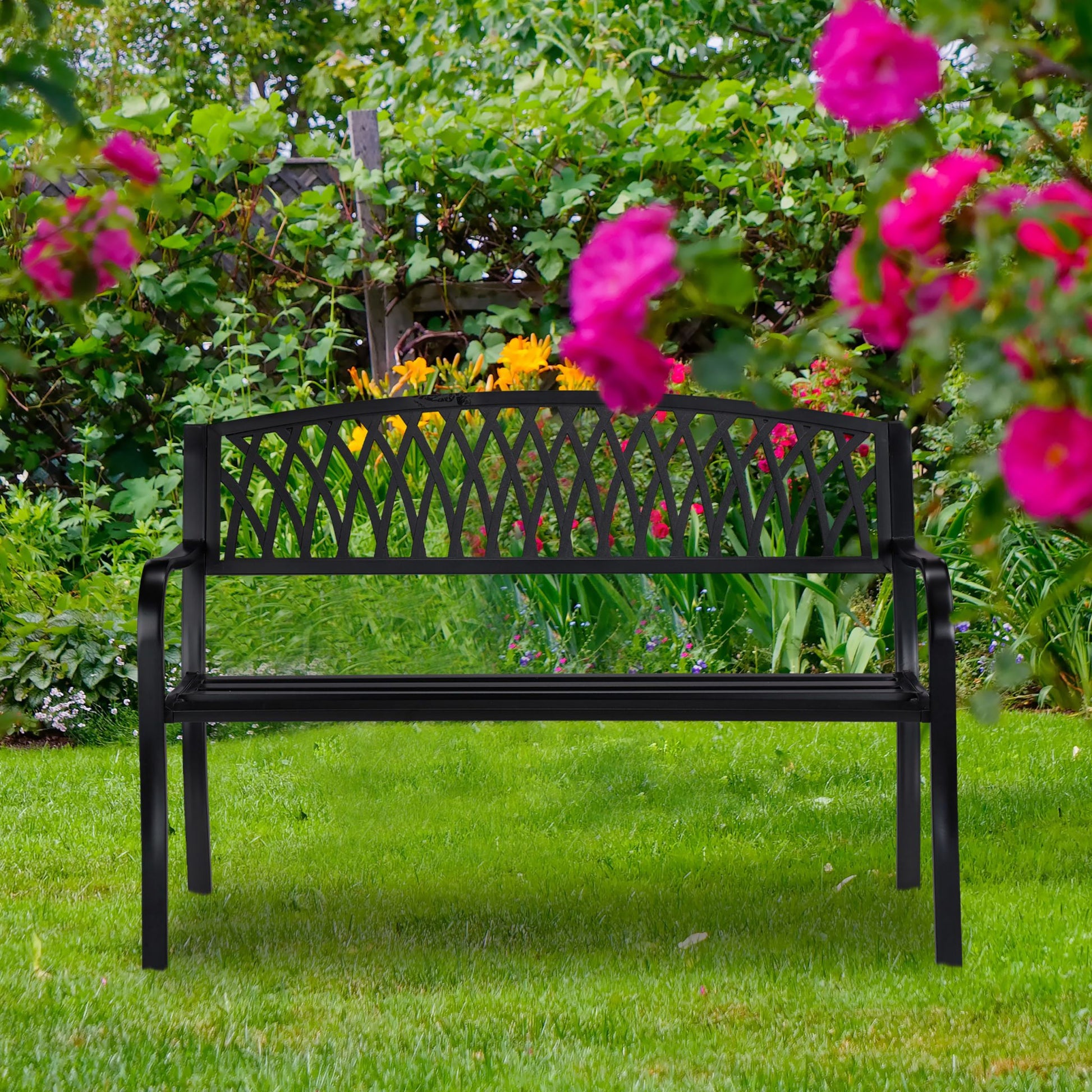 Gartenbank Schwarz von Relaxdays