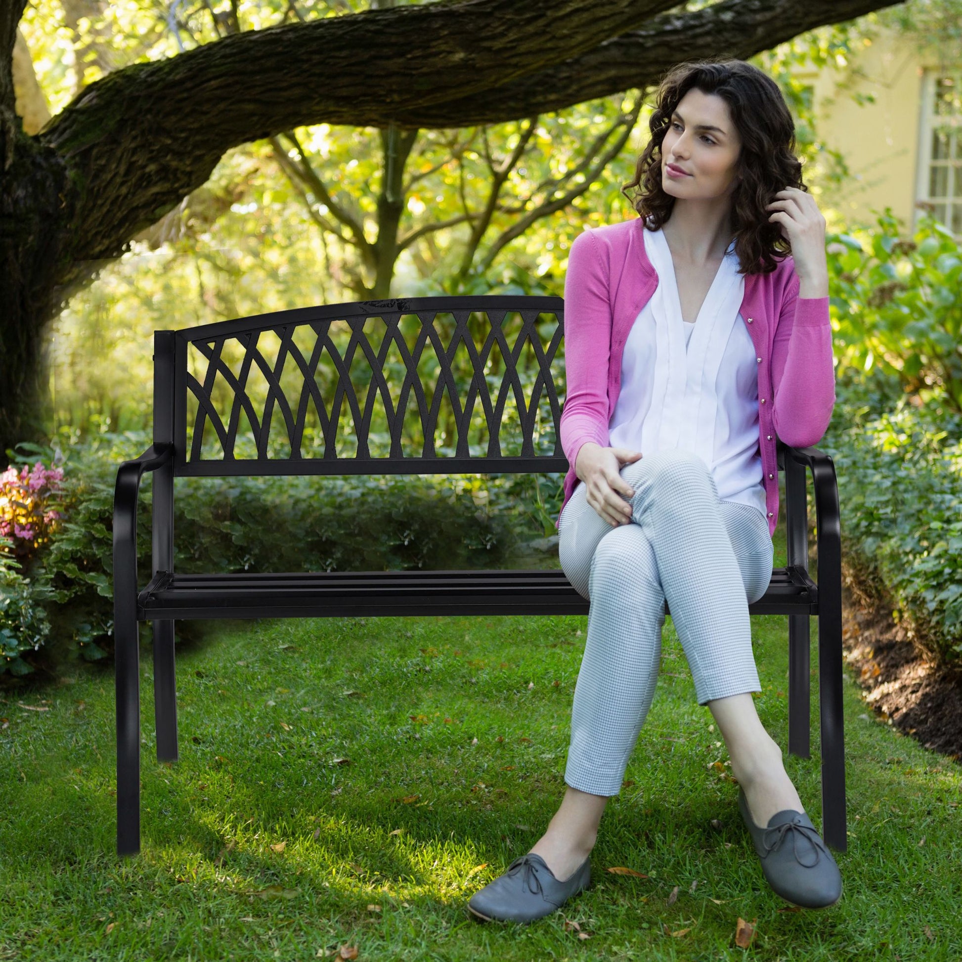 Gartenbank Schwarz von Relaxdays