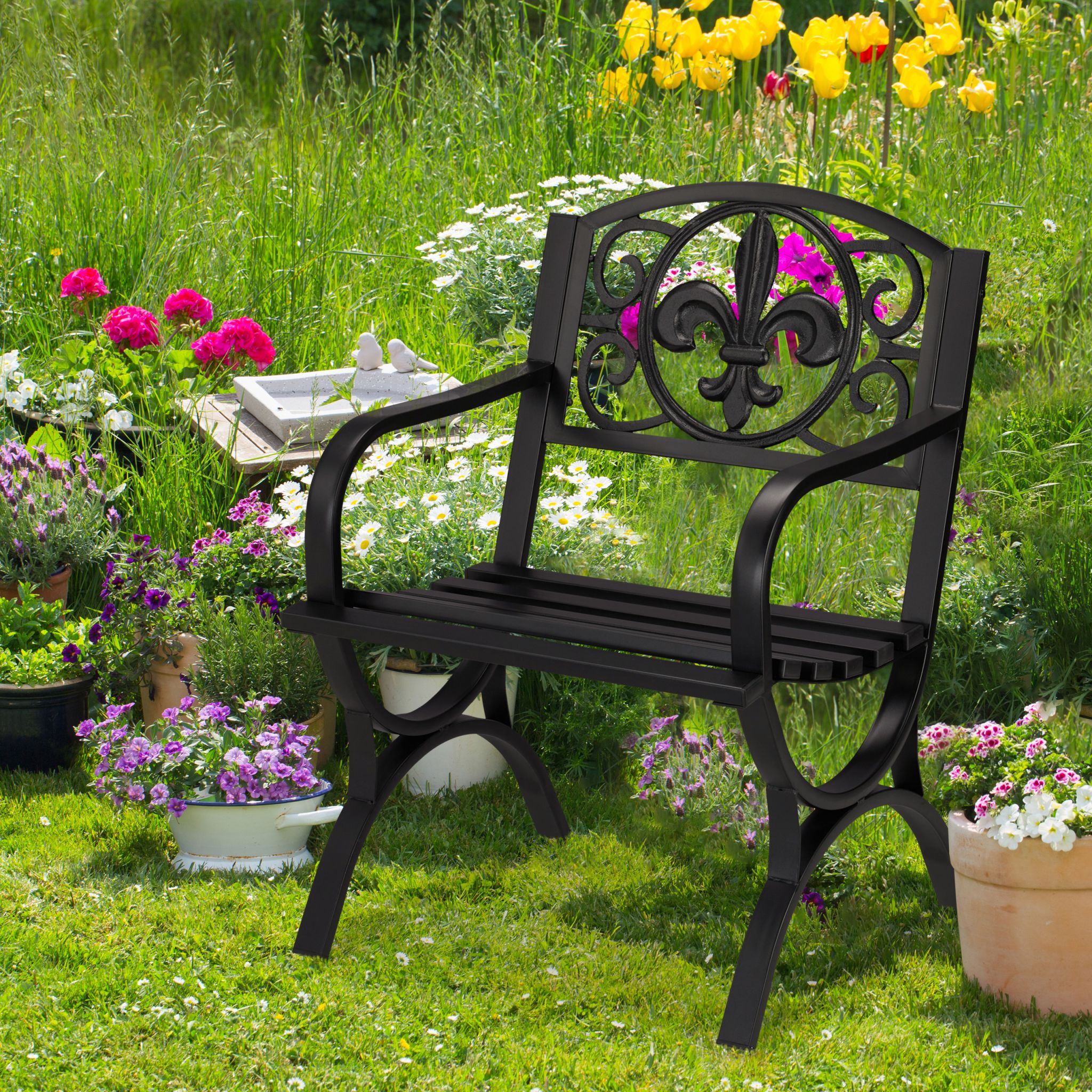 Gartenstuhl Metall antik Schwarz von Relaxdays
