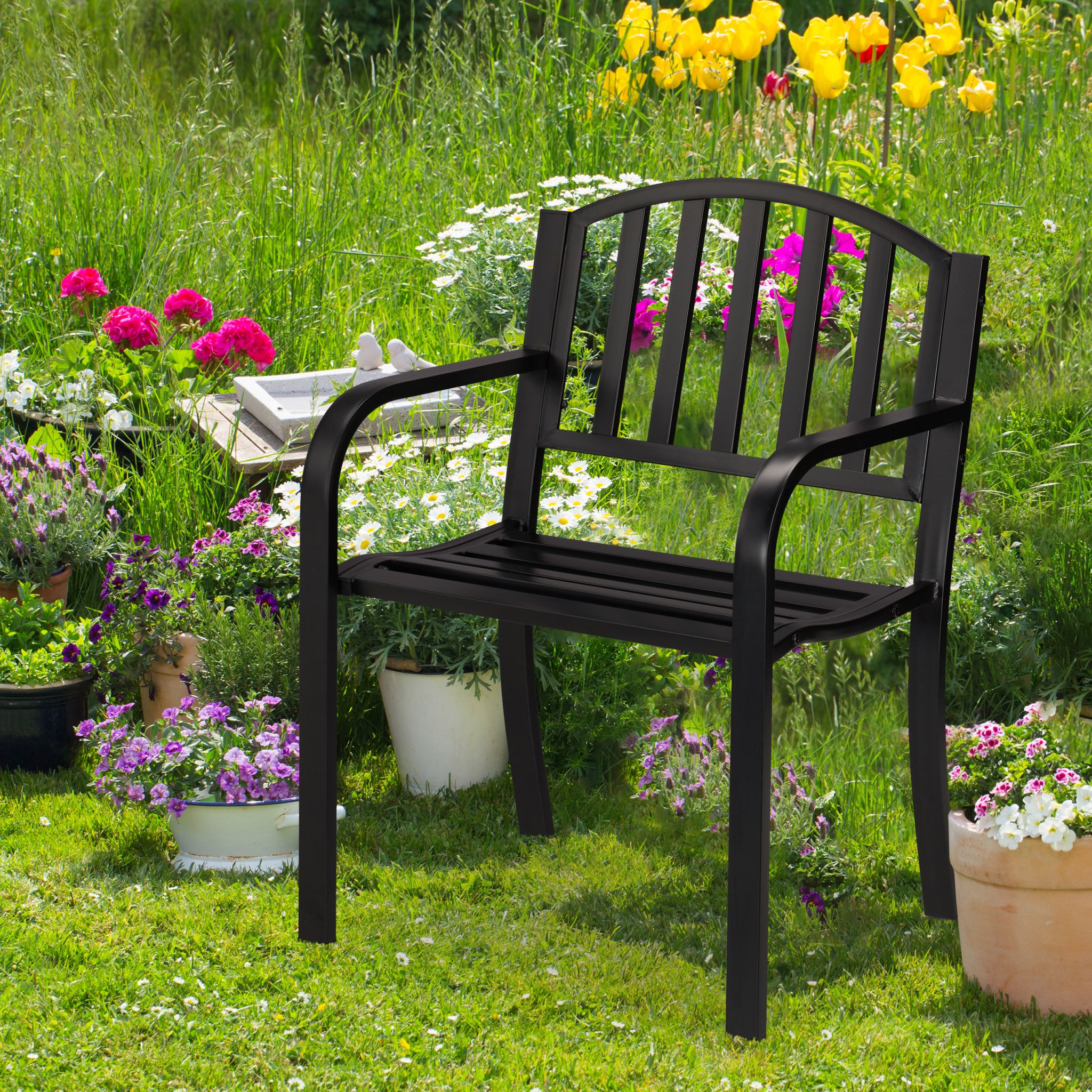 Gartenstuhl Metall Schwarz von Relaxdays