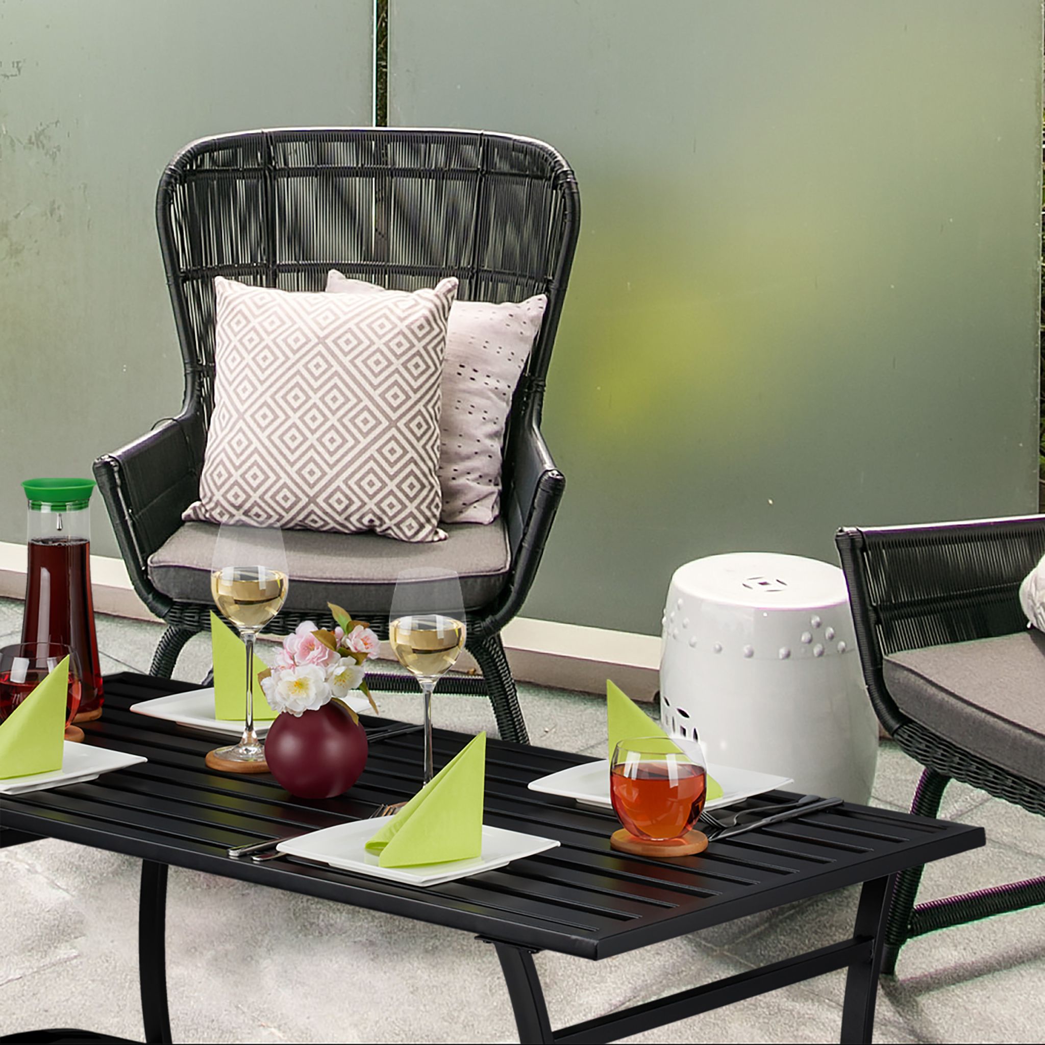 Gartentisch rechteckig schwarz Schwarz von Relaxdays