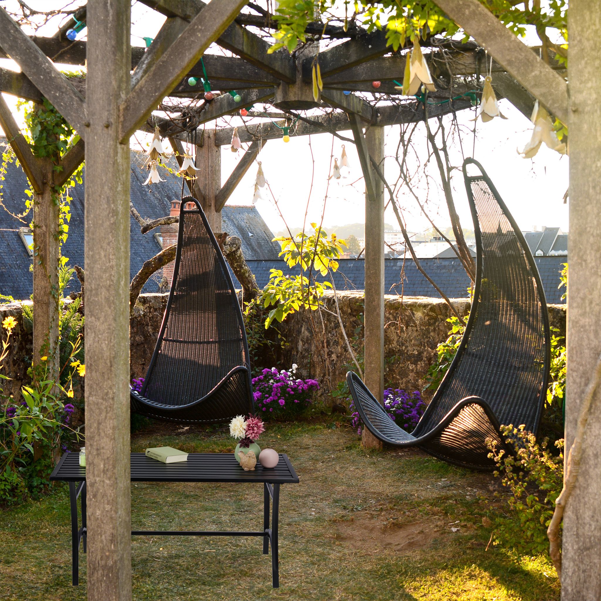 Gartentisch rechteckig schwarz Schwarz von Relaxdays