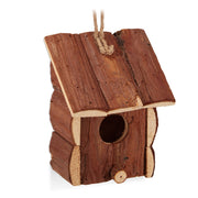 Mini Vogelhaus Naturholz Dunkelbraun-Hellbraun