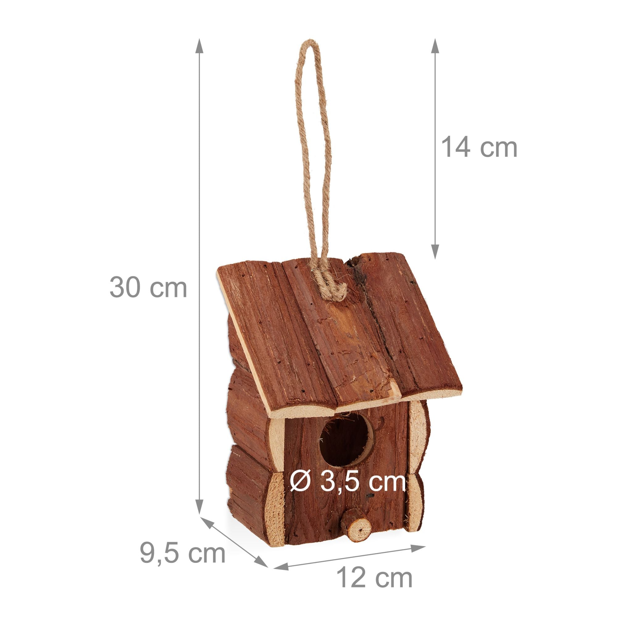 Mini Vogelhaus Naturholz Dunkelbraun-Hellbraun