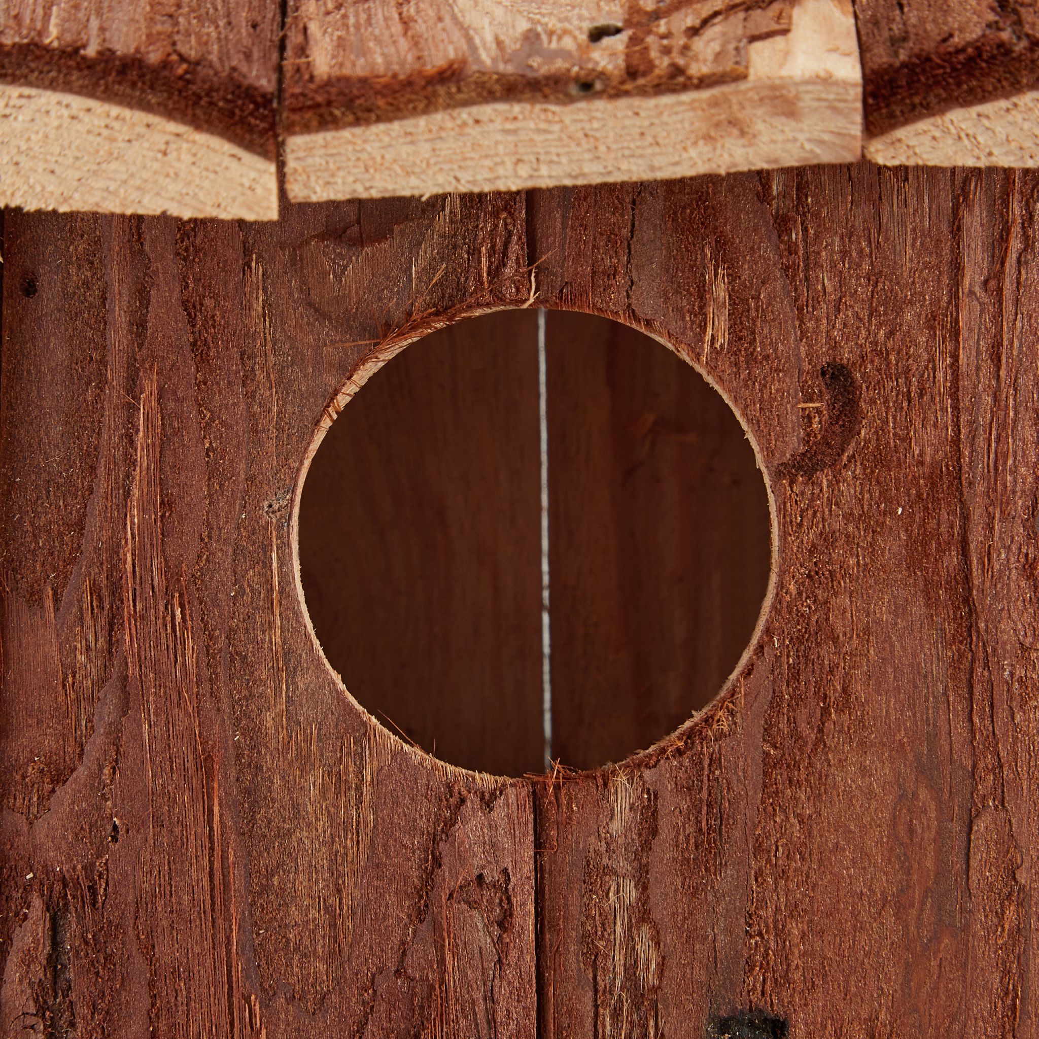 Mini Vogelhaus Naturholz Dunkelbraun-Hellbraun