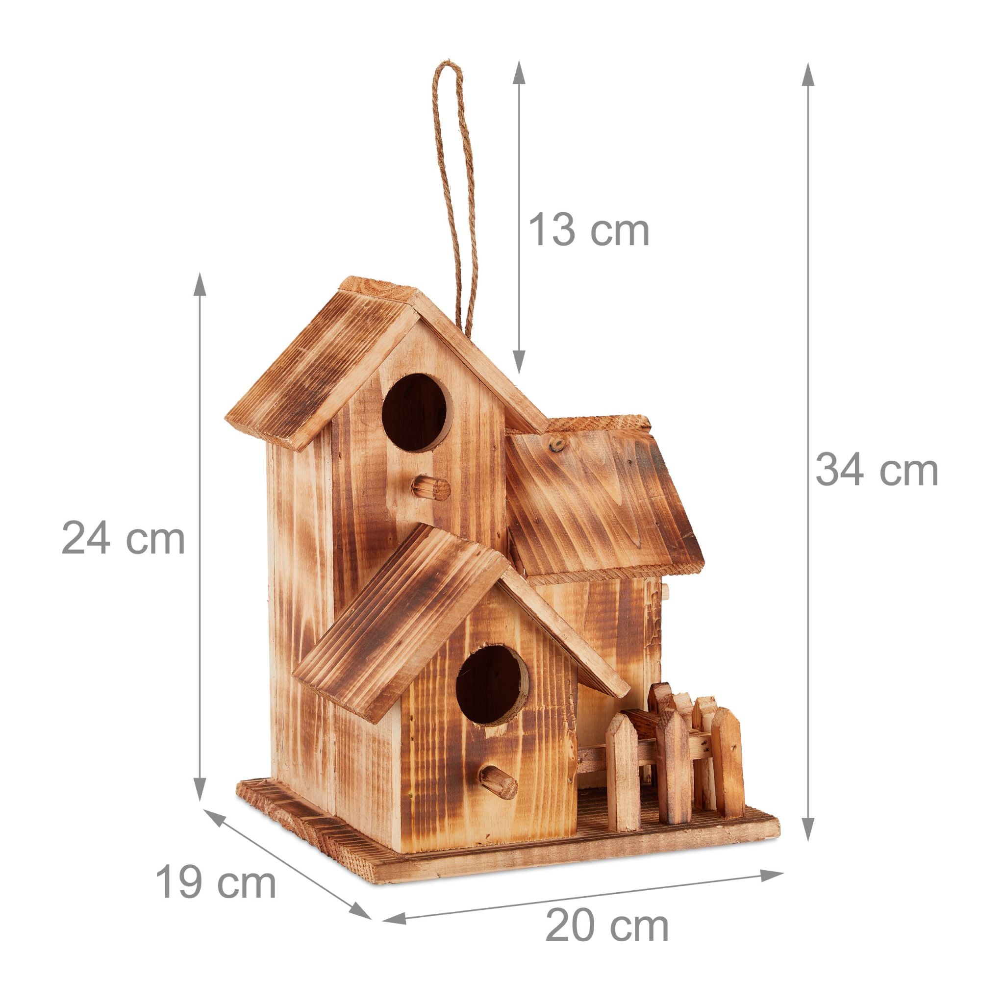 Vogelhaus mit 3 Häusern Braun