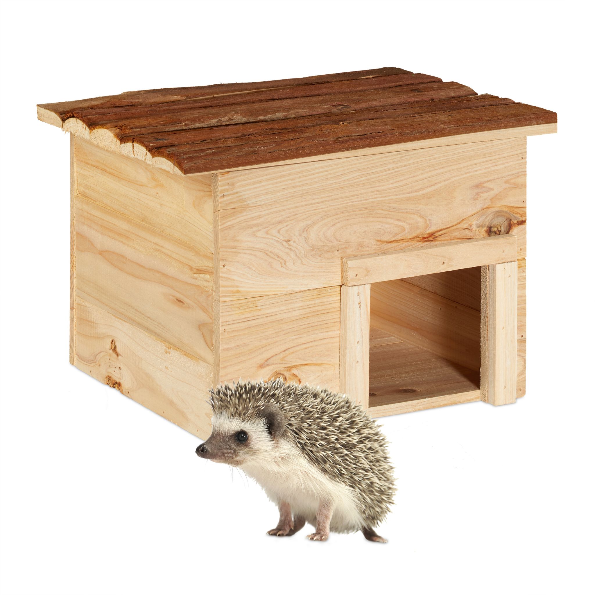 Igelhaus Holz Braun-Hellbraun von Relaxdays