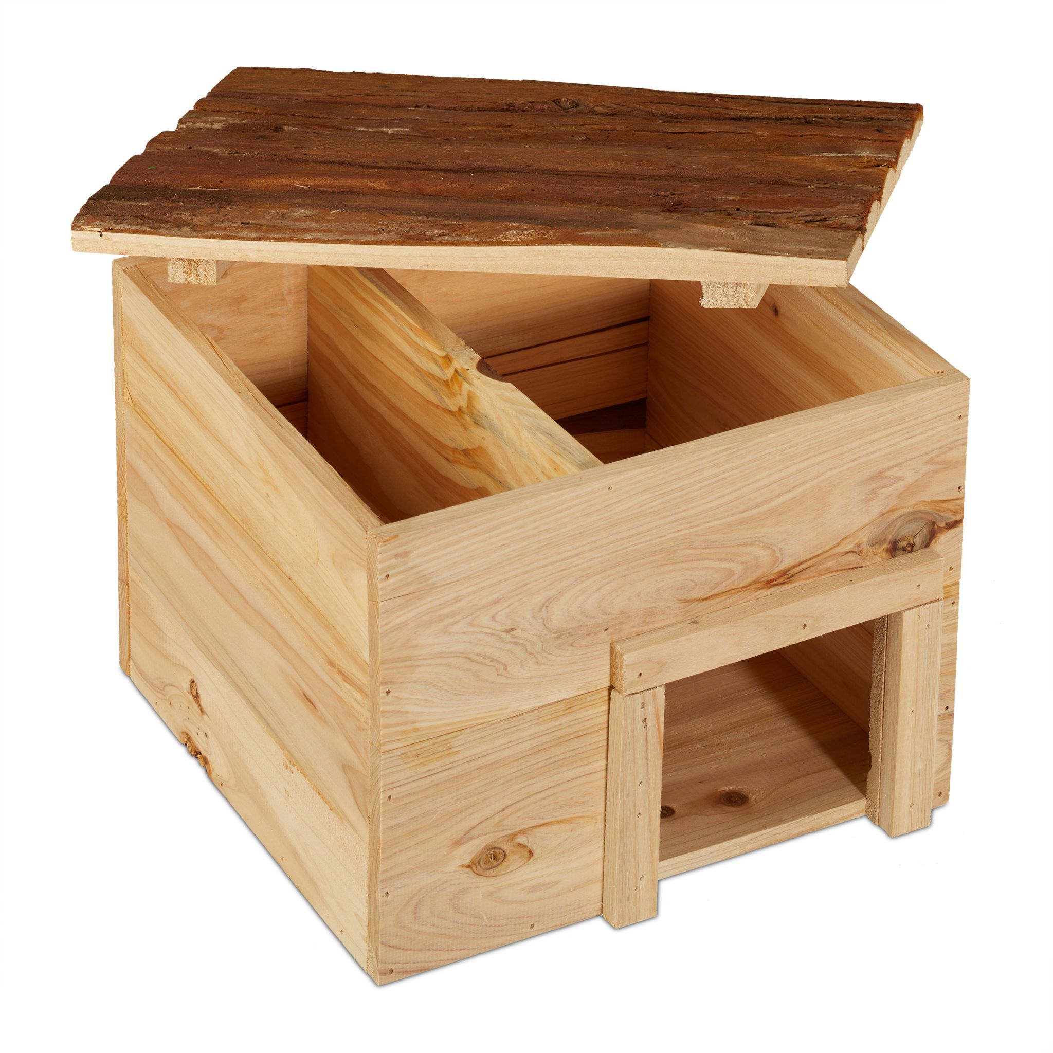 Igelhaus Holz Braun-Hellbraun von Relaxdays