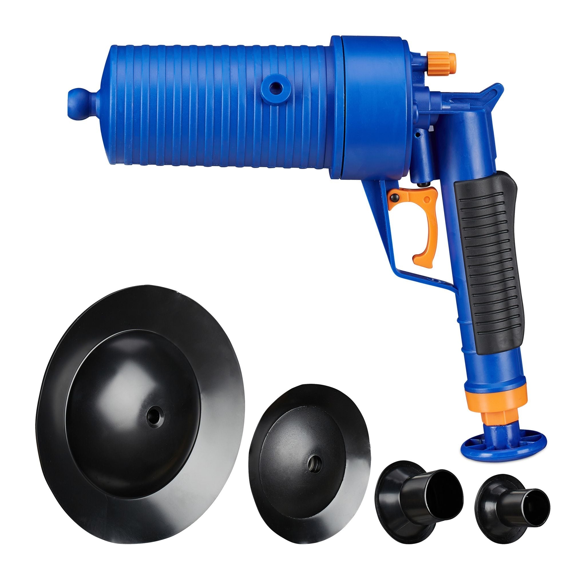 Pressluft Rohrreiniger Blau-Orange-Schwarz von Relaxdays