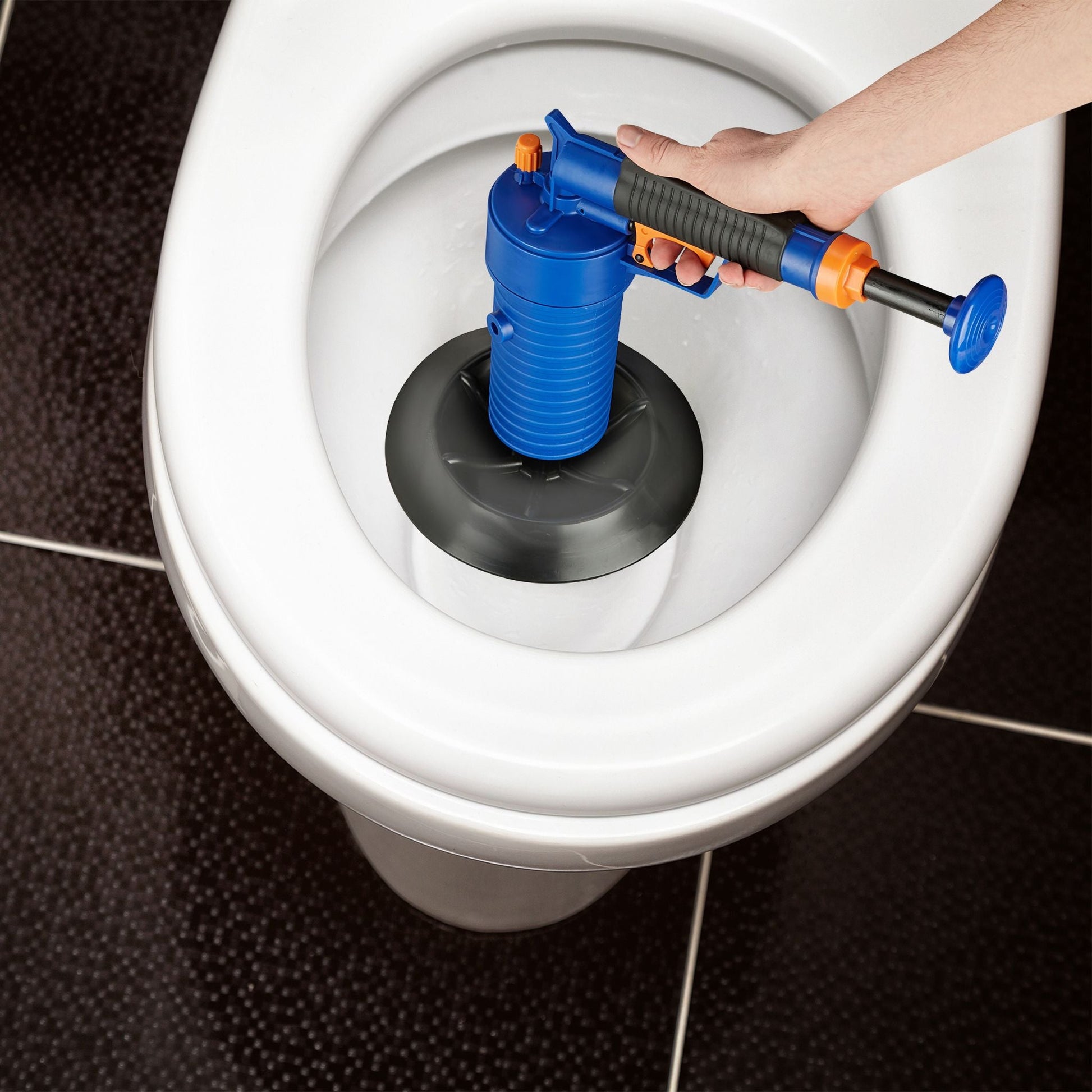 Pressluft Rohrreiniger Blau-Orange-Schwarz von Relaxdays