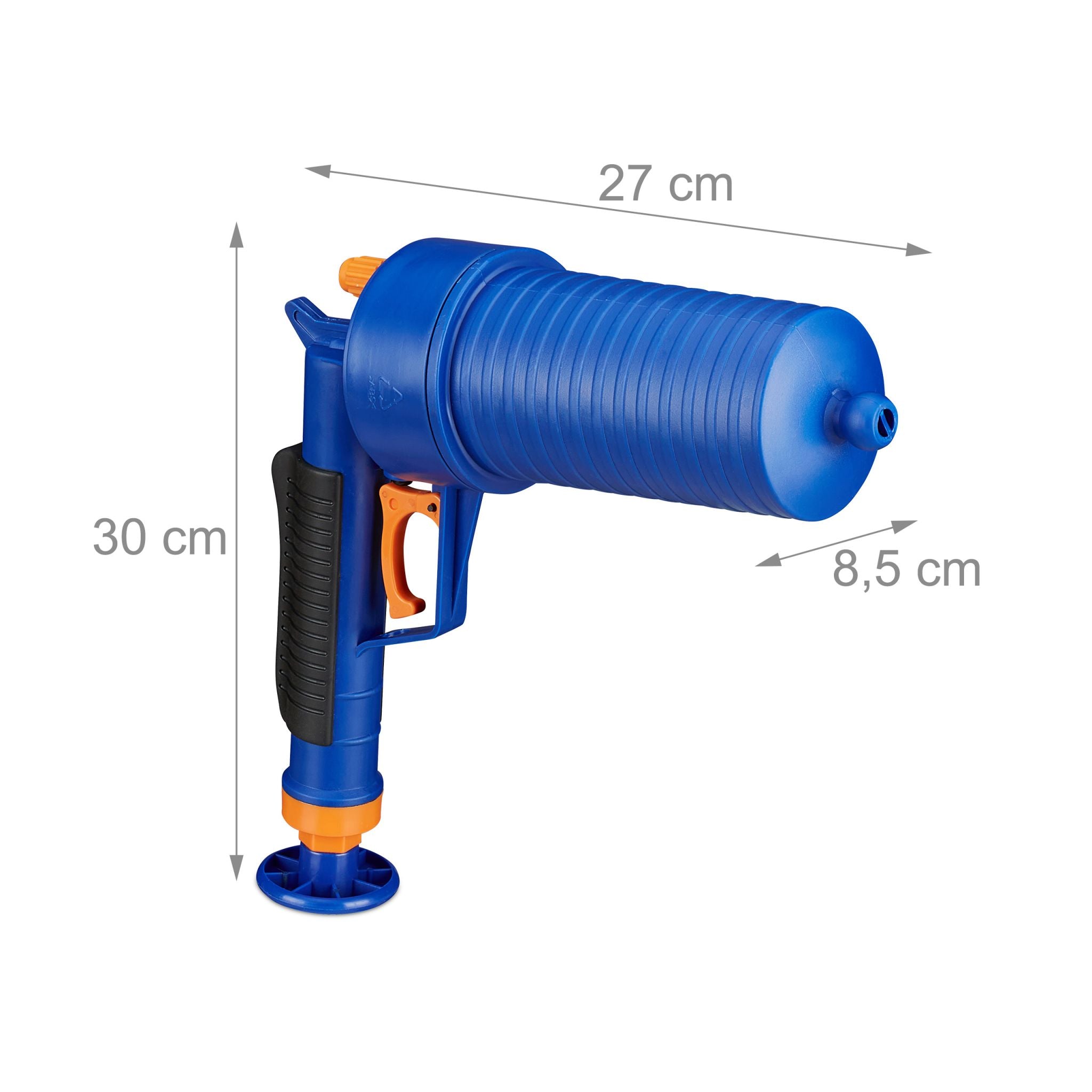 Pressluft Rohrreiniger Blau-Orange-Schwarz von Relaxdays
