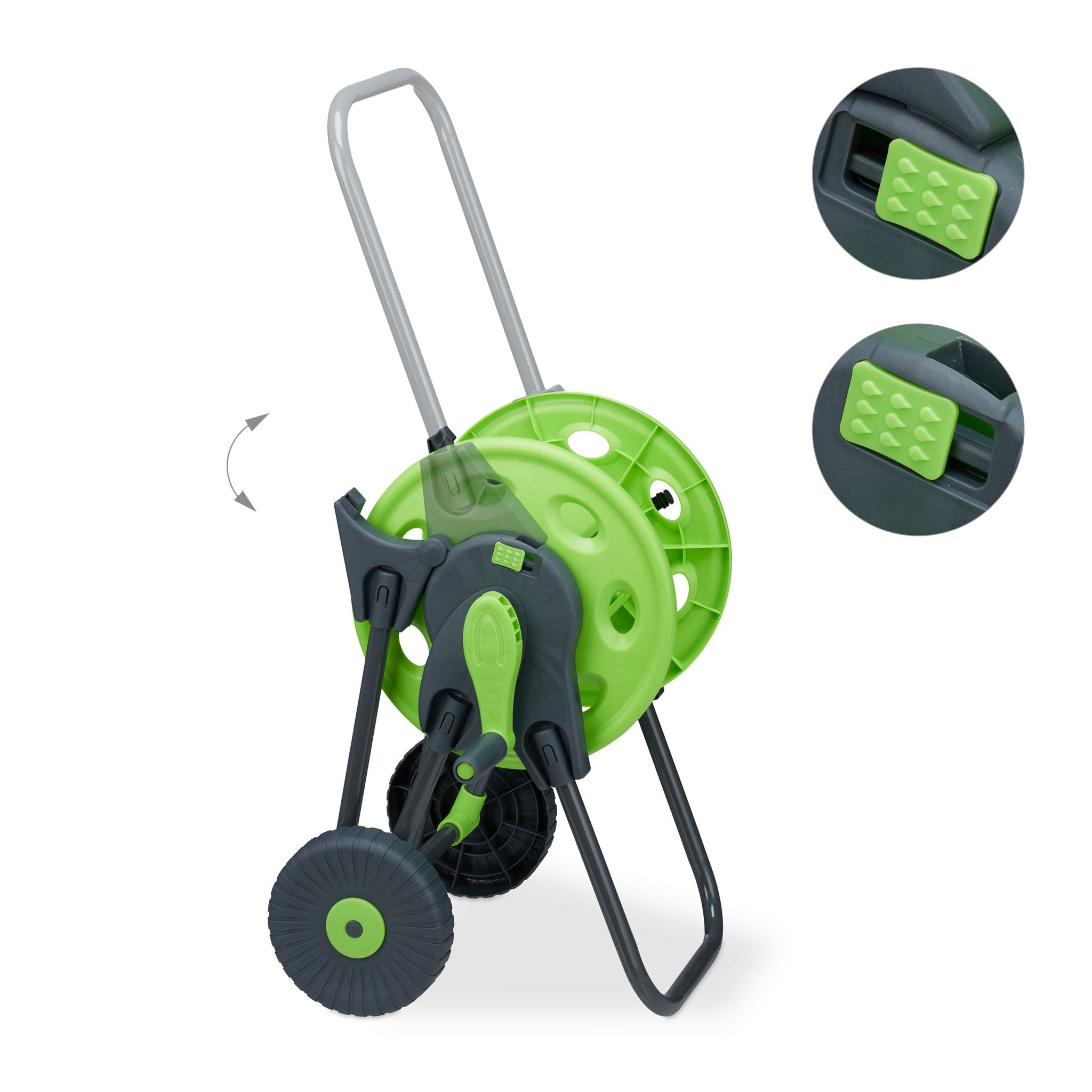 Schlauchwagen für 45 m Schlauch Grün-Grau von Relaxdays