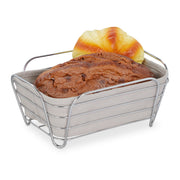Brotkorb Metall mit Stoffeinsatz Weiss-Grau von Relaxdays
