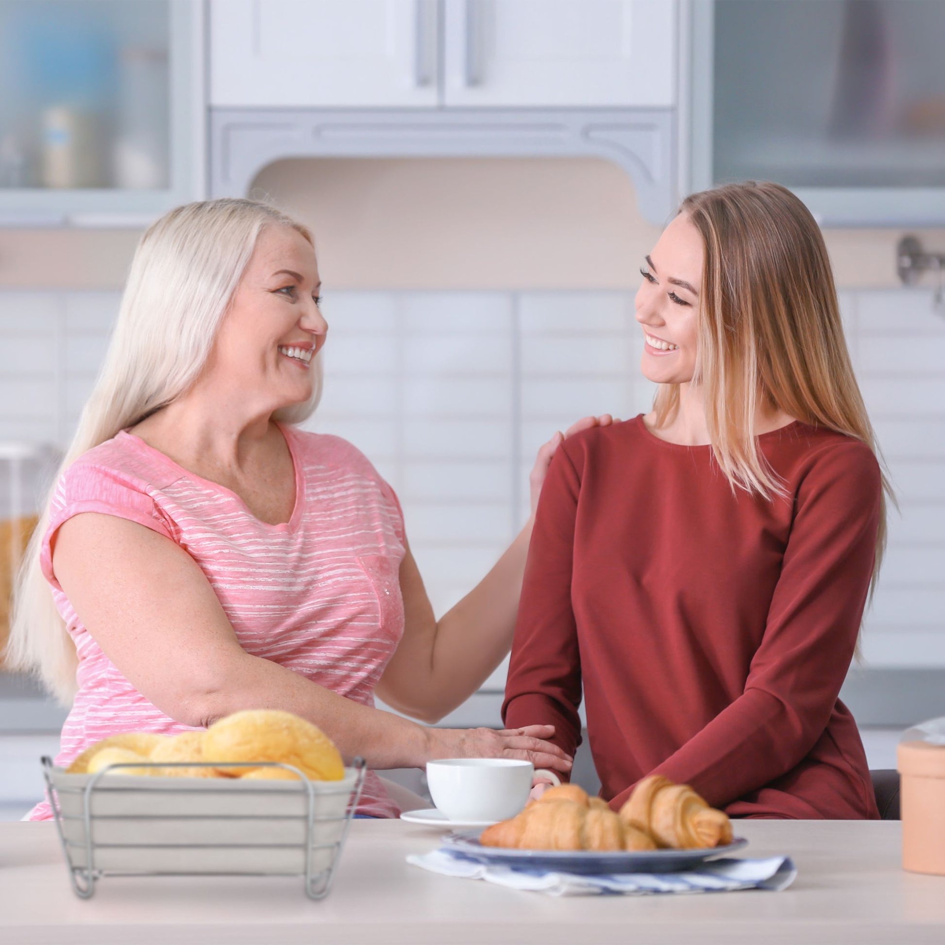 Brotkorb Metall mit Stoffeinsatz Weiss-Grau von Relaxdays