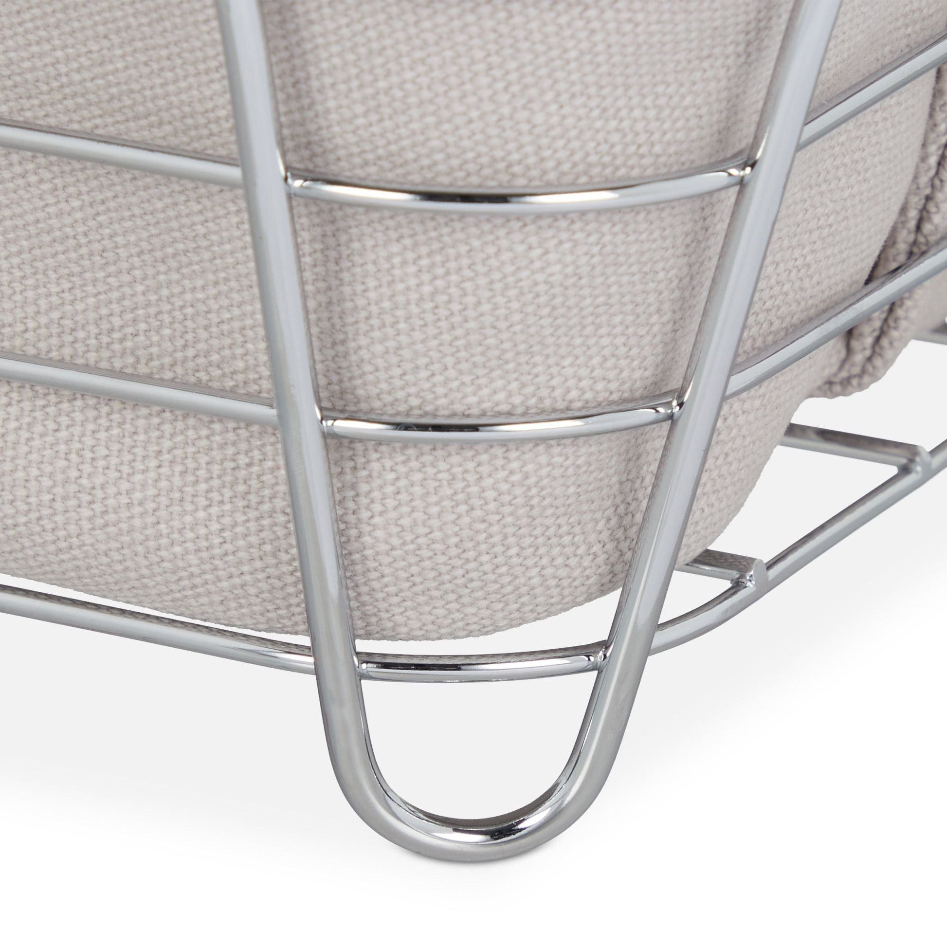 Brotkorb Metall mit Stoffeinsatz Weiss-Grau von Relaxdays
