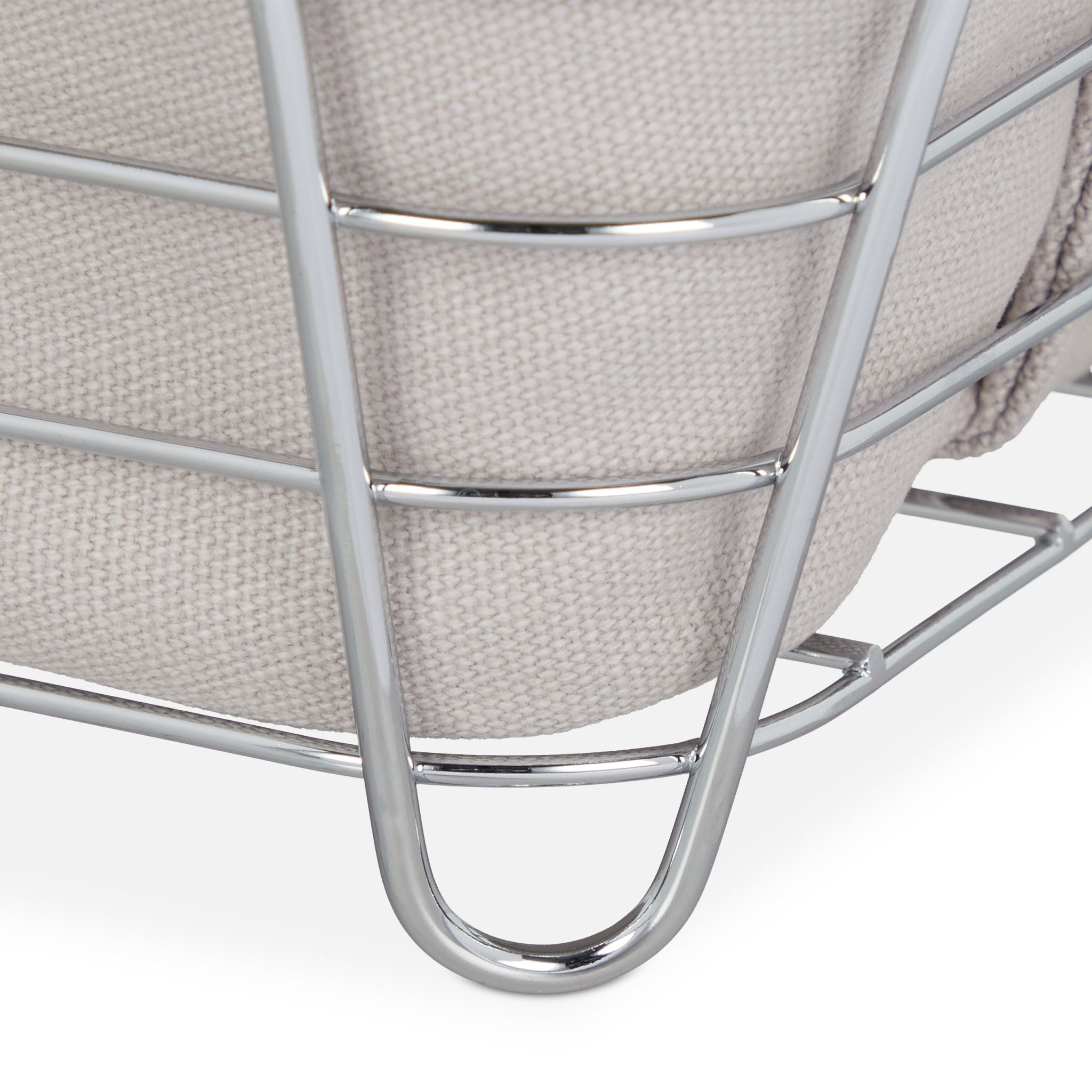 Brotkorb Metall mit Stoffeinsatz Weiss-Grau von Relaxdays