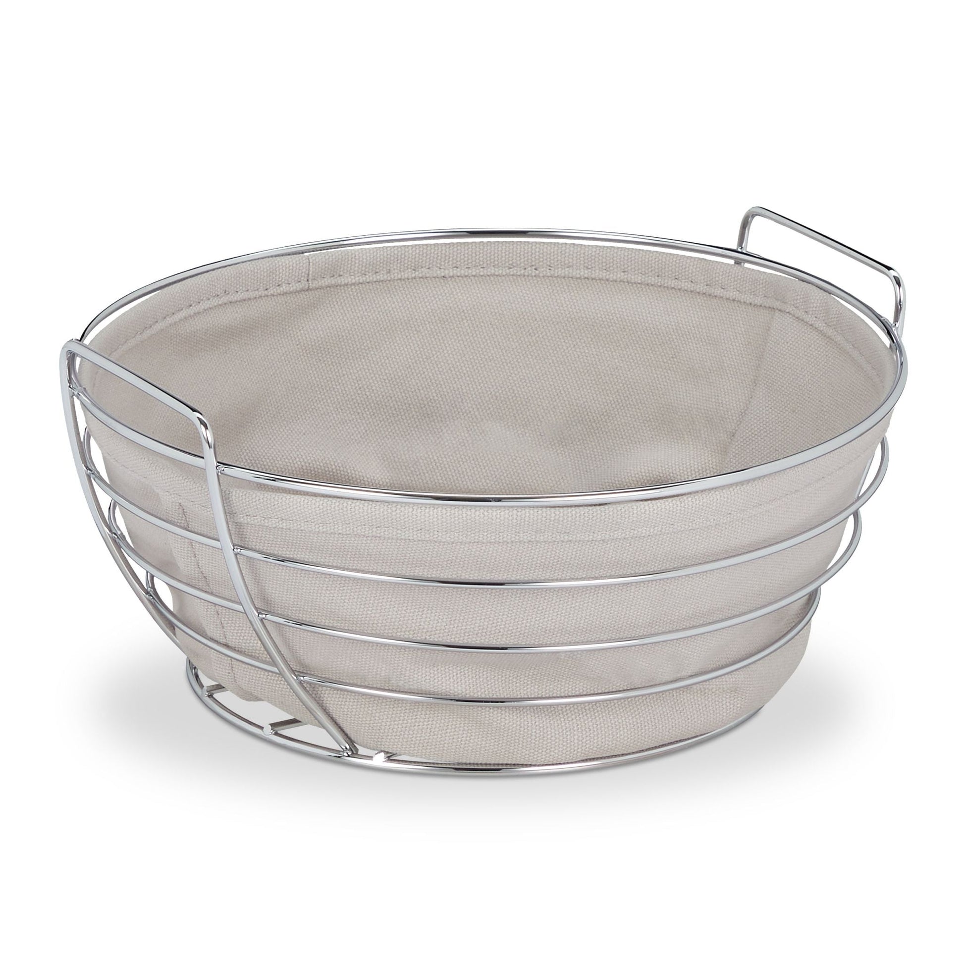 Runder Brotkorb Metall mit Stoffeinsatz Silber-Grau von Relaxdays