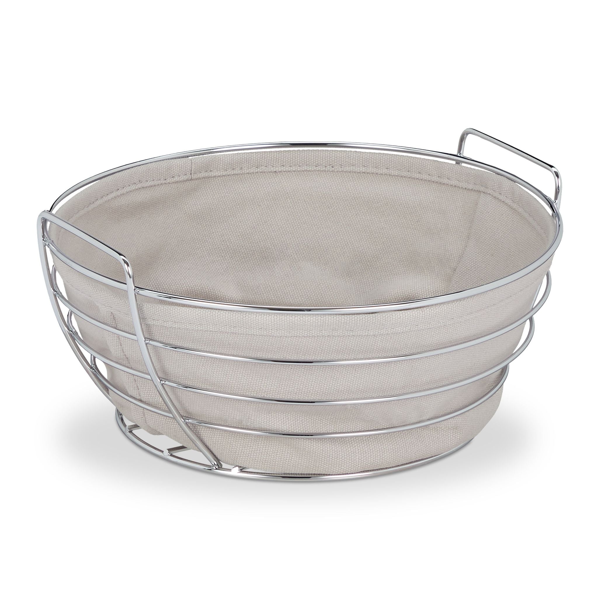 Runder Brotkorb Metall mit Stoffeinsatz Silber-Grau von Relaxdays