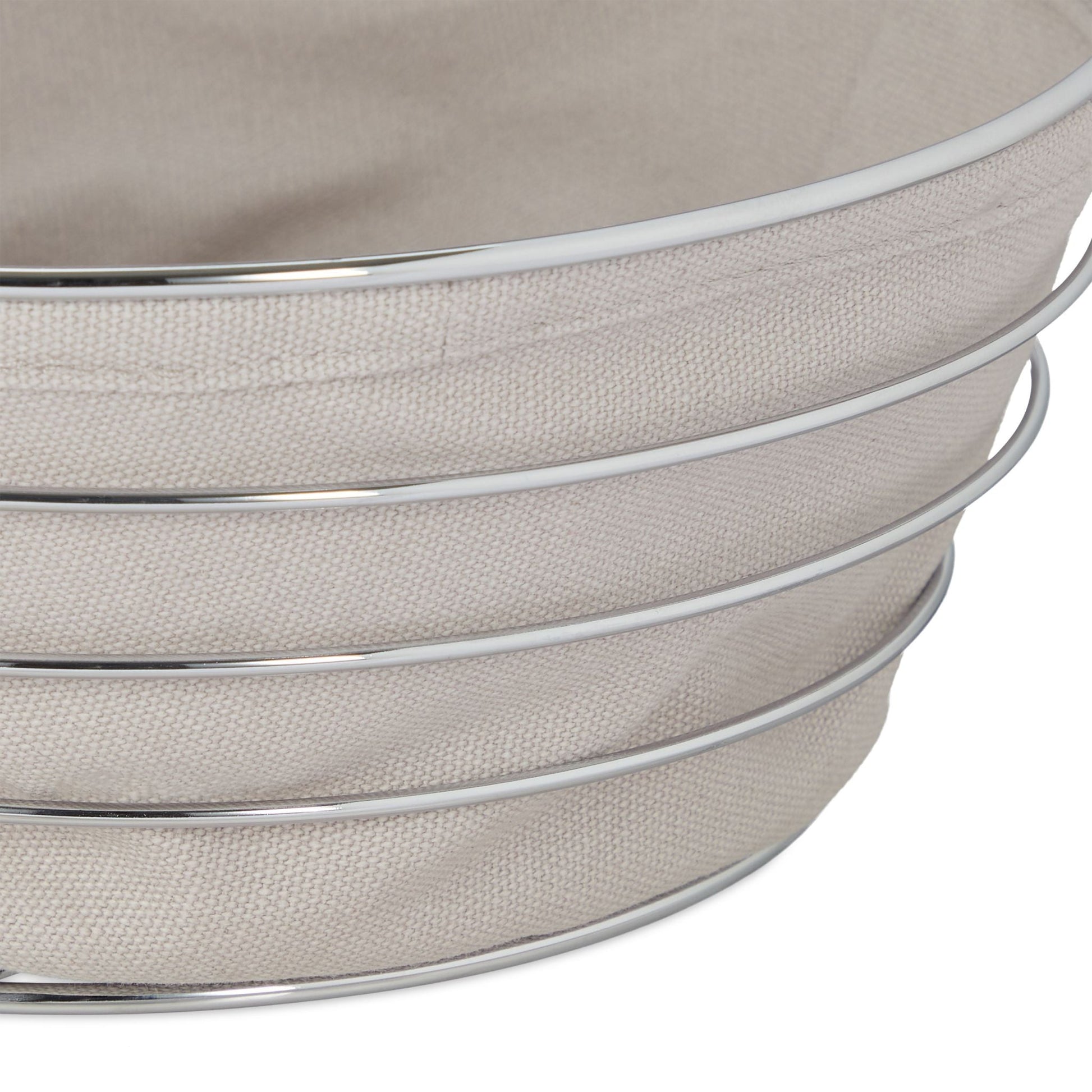 Runder Brotkorb Metall mit Stoffeinsatz Silber-Grau von Relaxdays