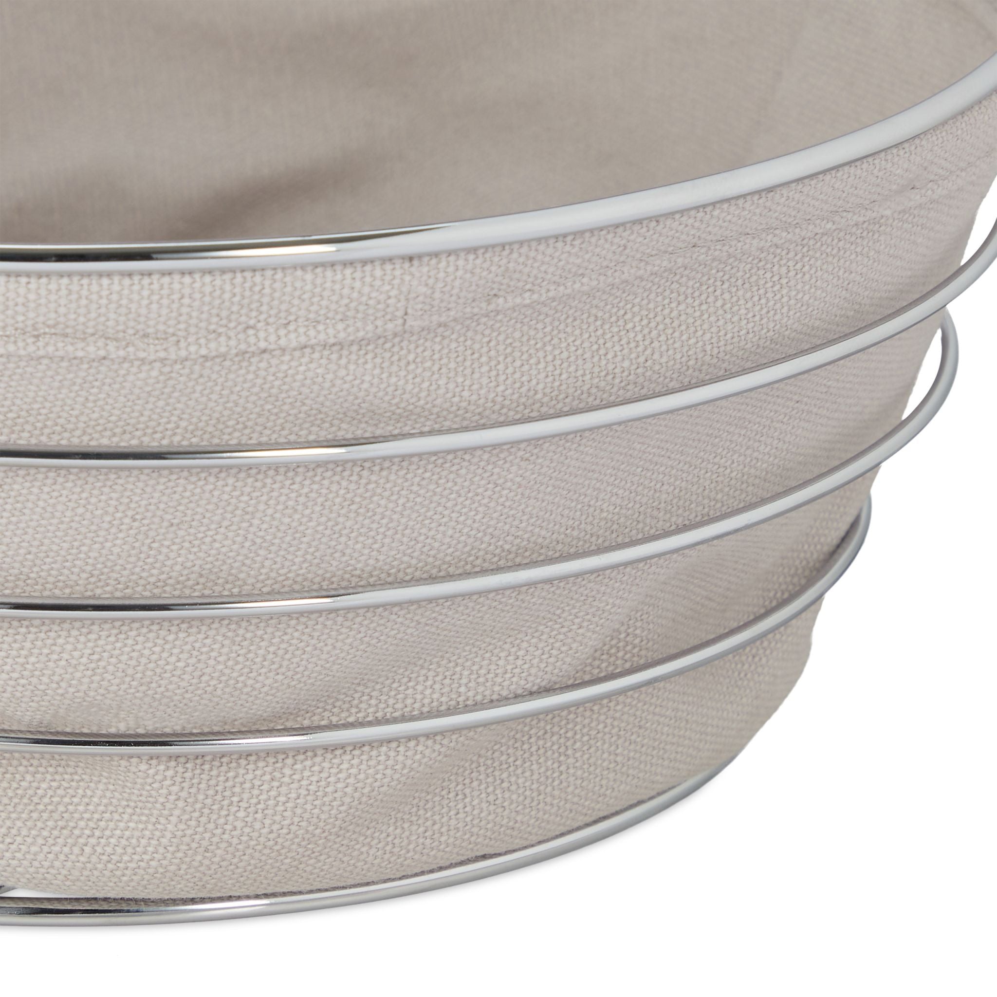 Runder Brotkorb Metall mit Stoffeinsatz Silber-Grau von Relaxdays