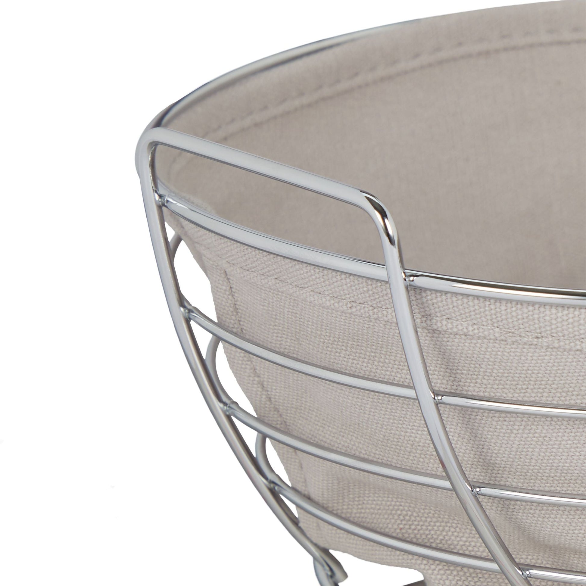 Runder Brotkorb Metall mit Stoffeinsatz Silber-Grau von Relaxdays
