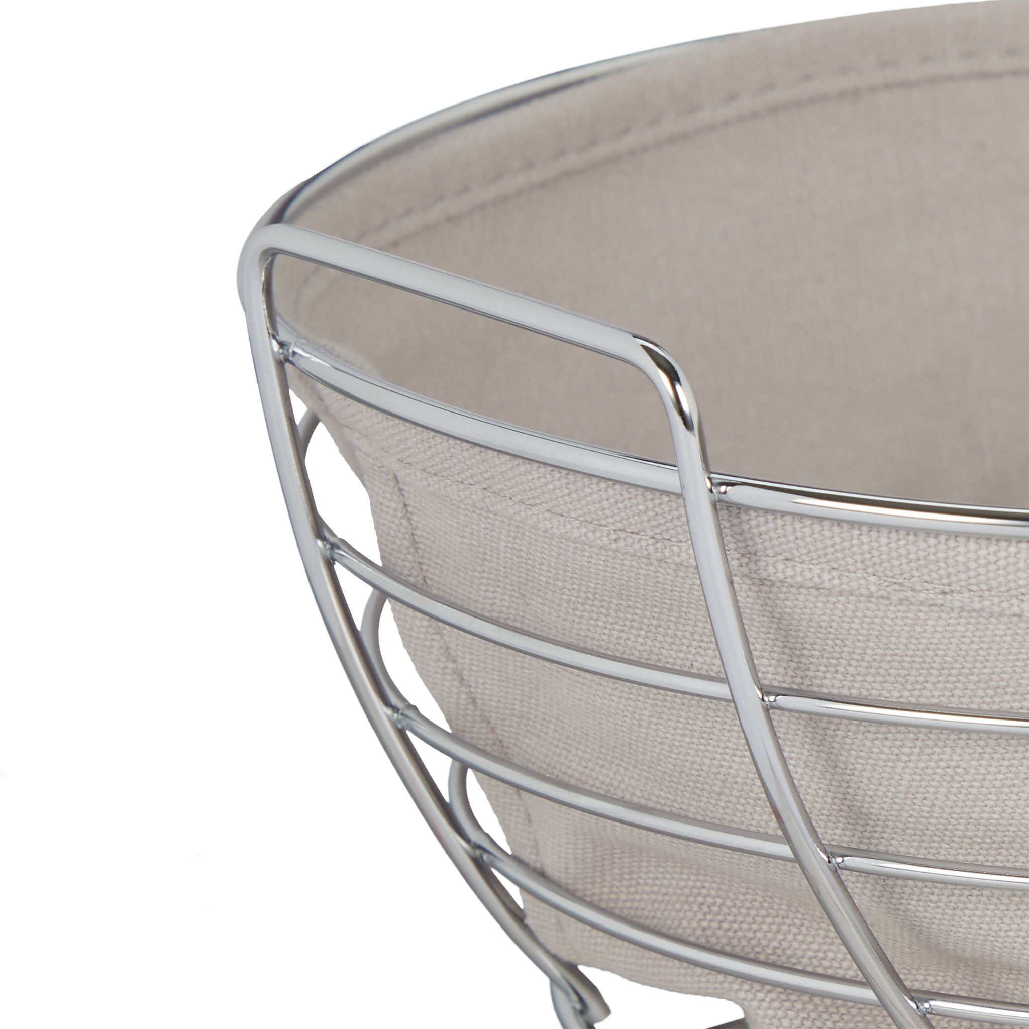 Runder Brotkorb Metall mit Stoffeinsatz Silber-Grau von Relaxdays