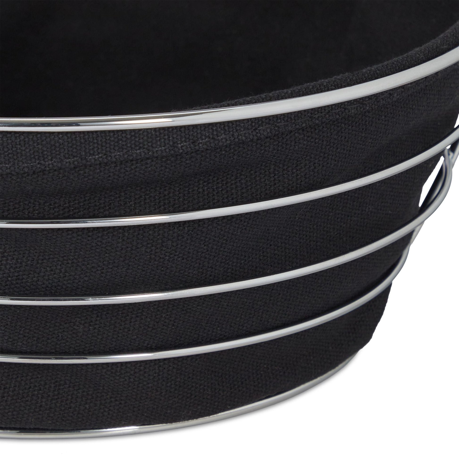Runder Brotkorb Metall mit Stoffeinsatz Schwarz-Silber von Relaxdays
