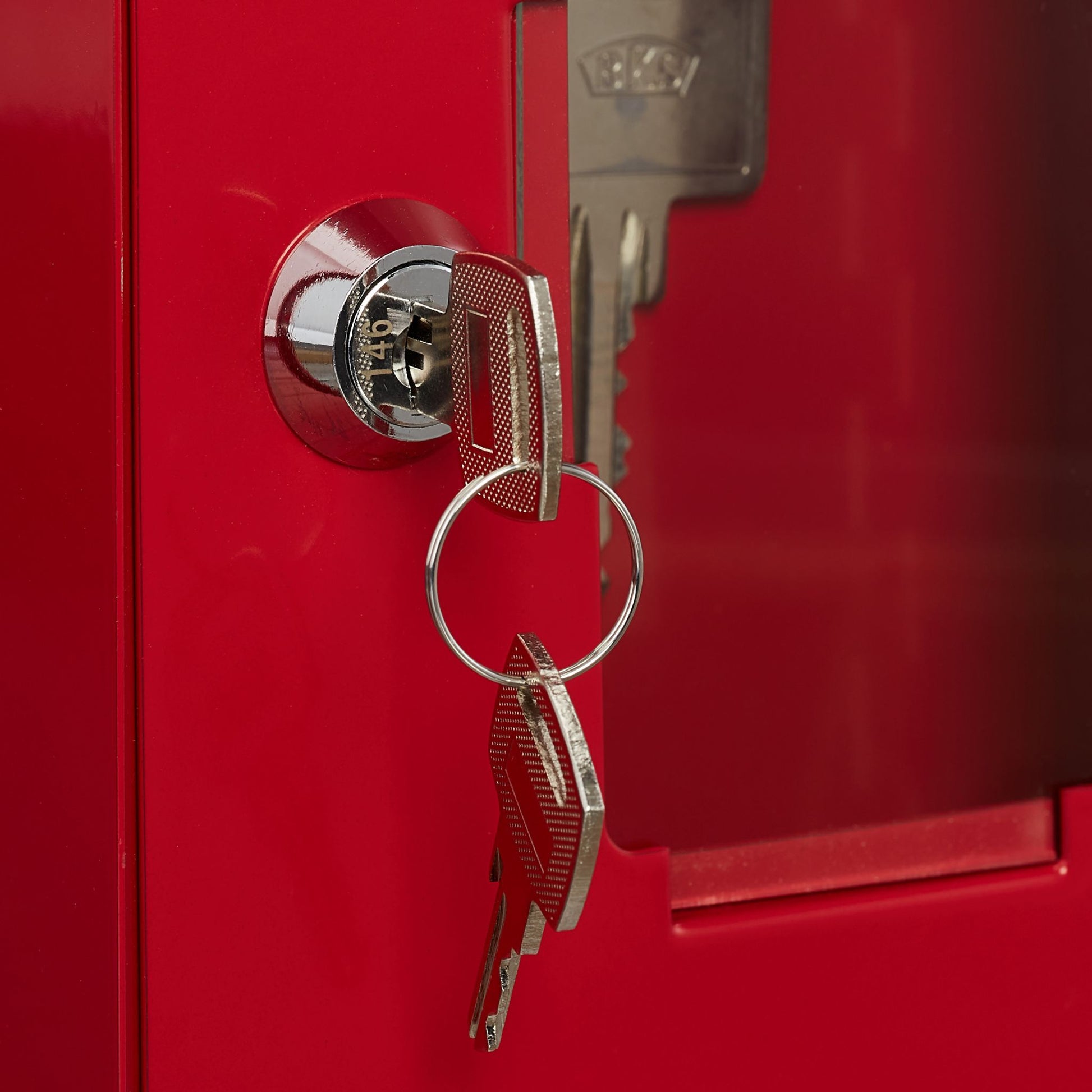 Notschlüsselkasten mit Hammer Rot-Silber von Relaxdays