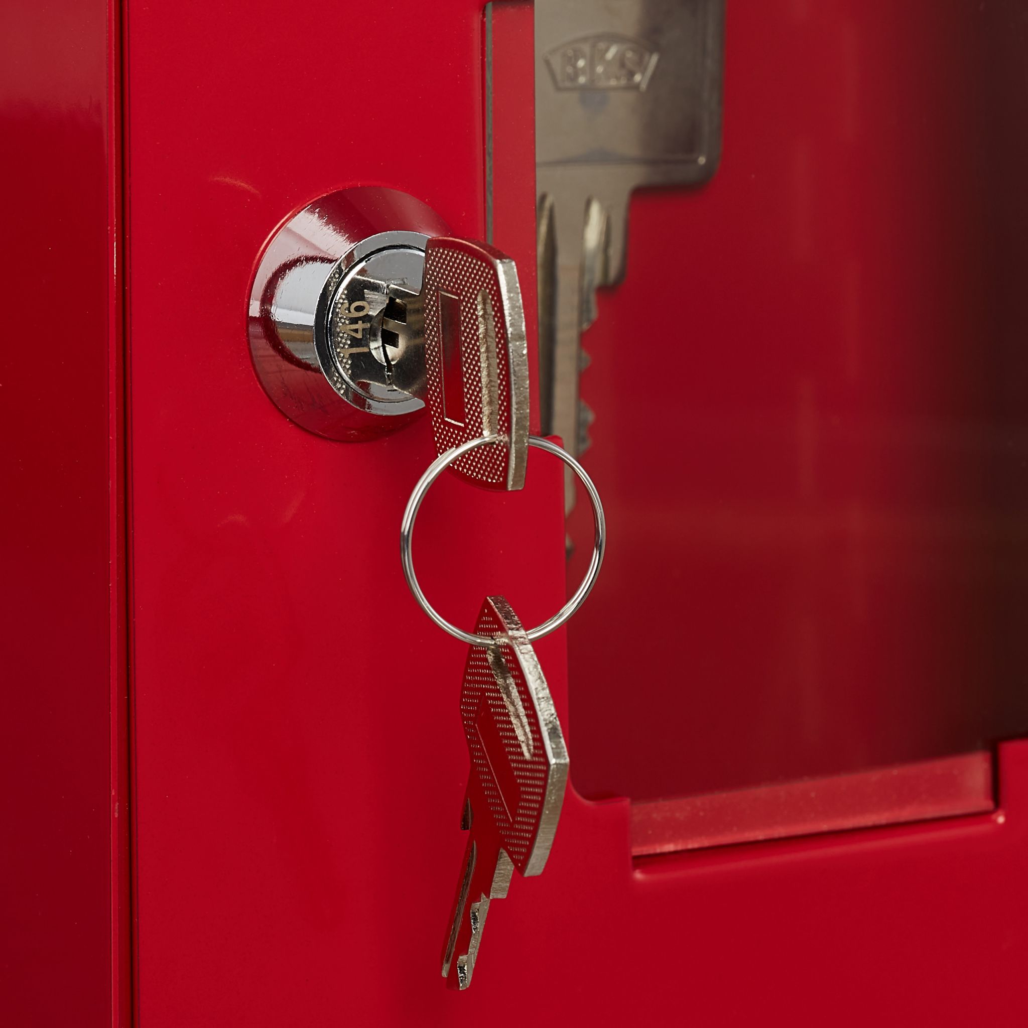 Notschlüsselkasten mit Hammer Rot-Silber von Relaxdays