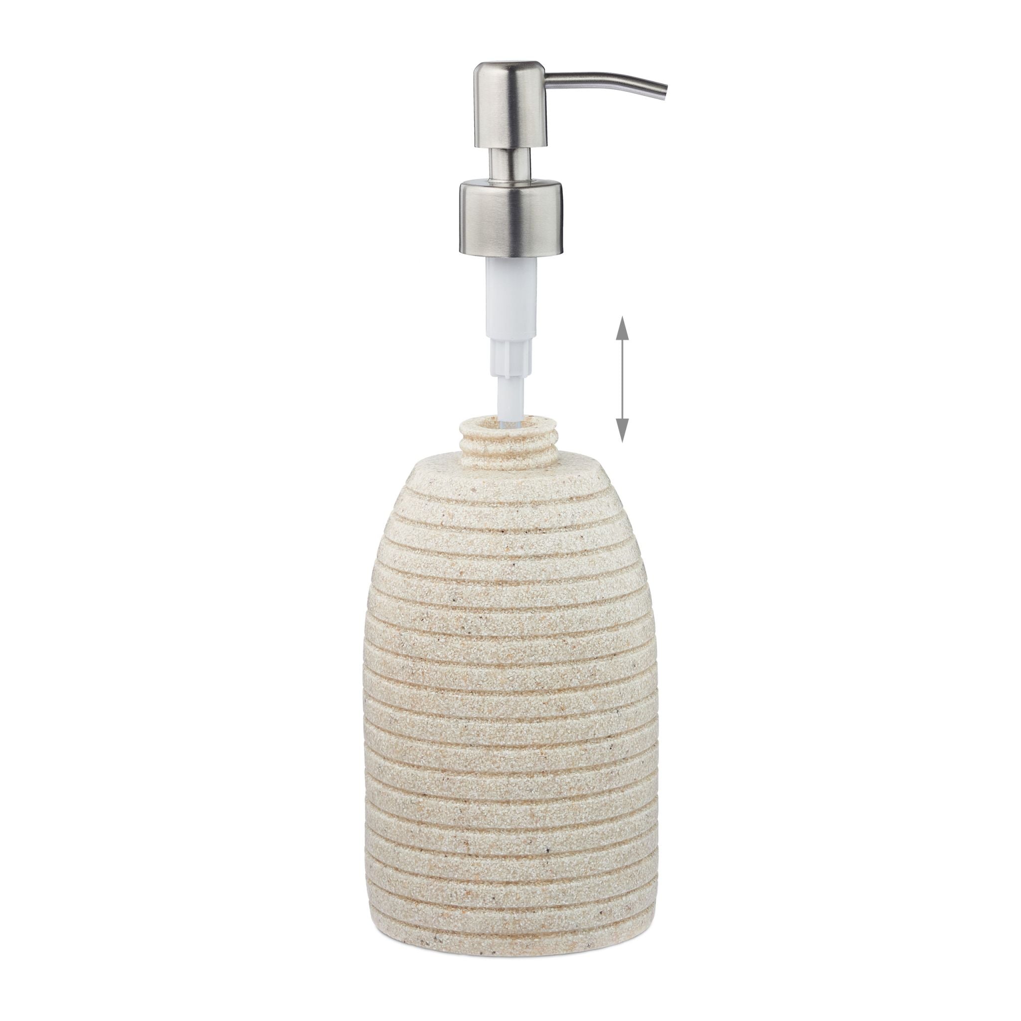 Seifenspender Edelstahlpumpe Rillen Beige-Silber